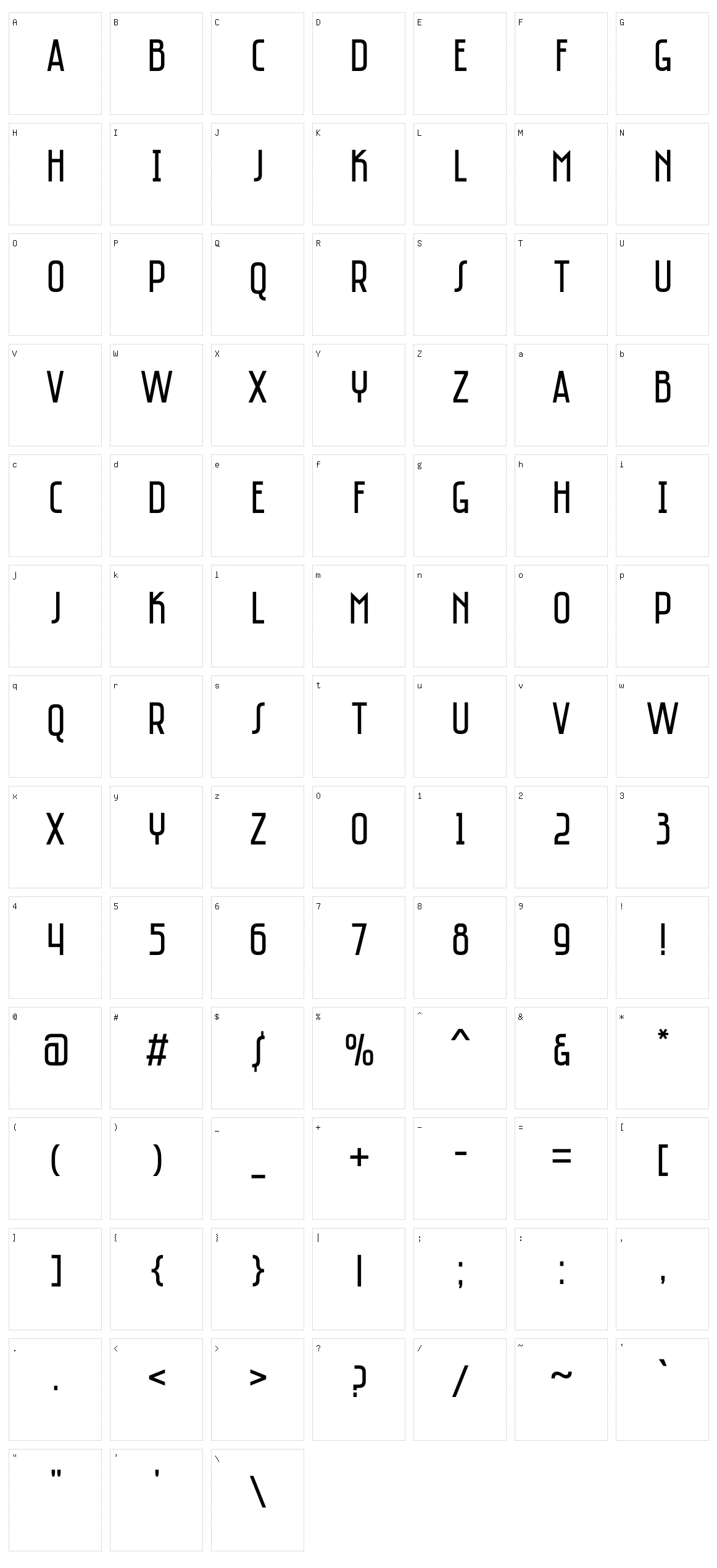 Saniretro Character Set