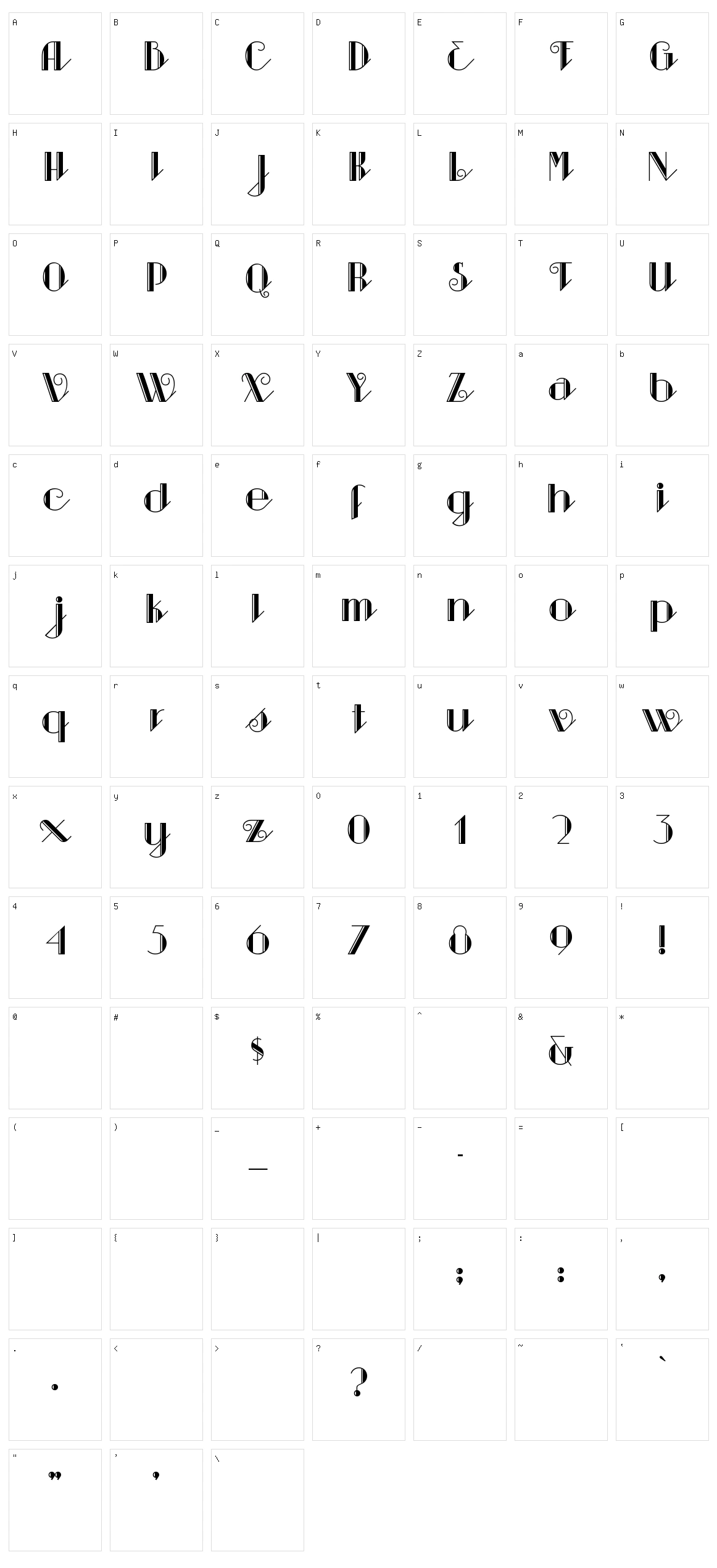 Sarsaparilla Character Set