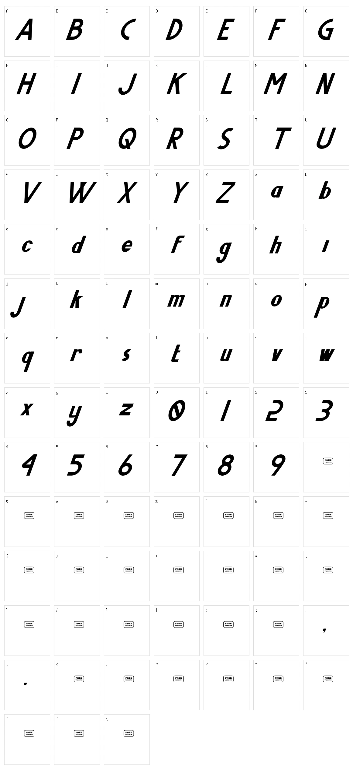 Shutter Speed Character Set