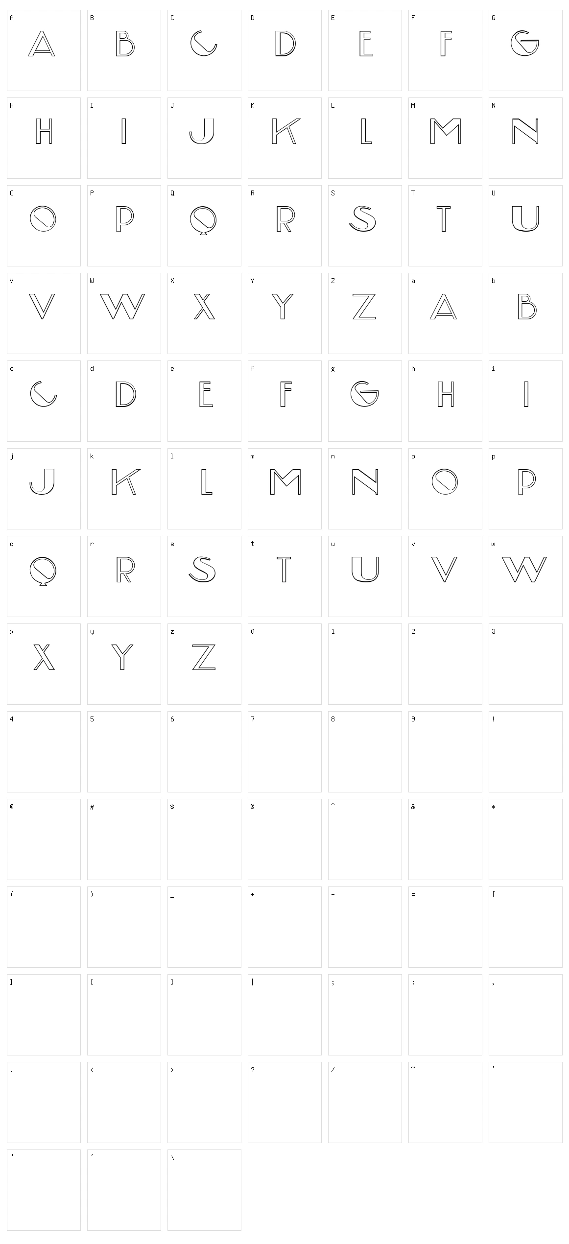 Sorella Character Set