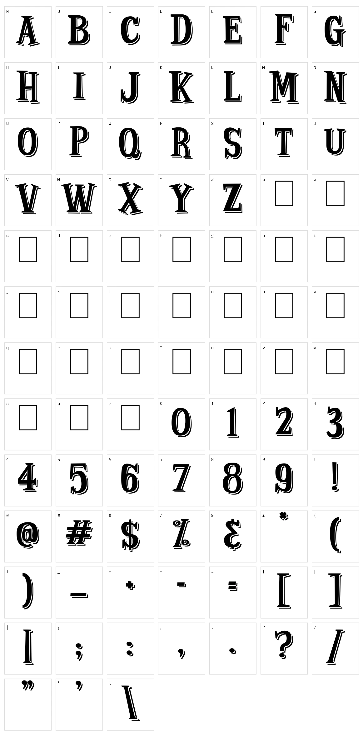 Strange Shadow Character Set