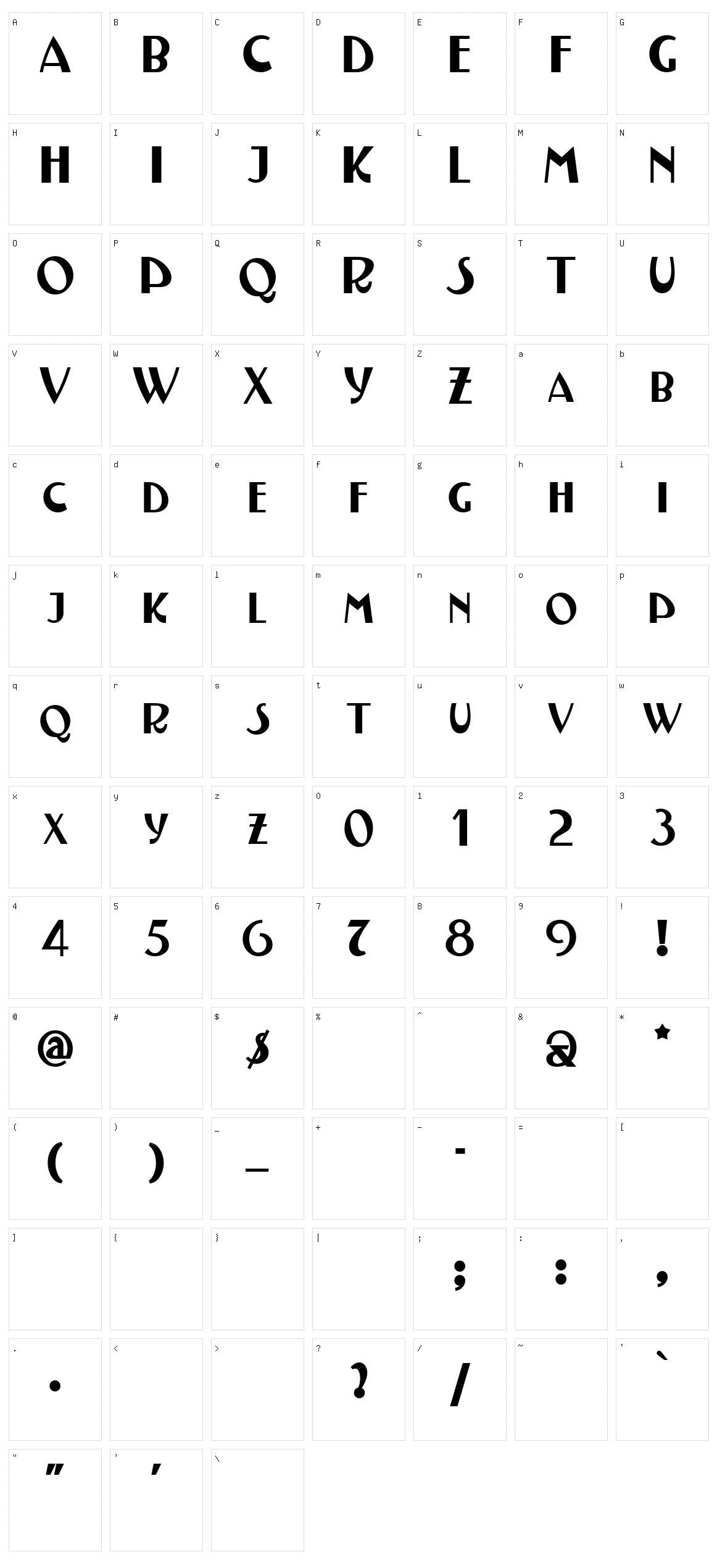 Testarossa NF Character Set