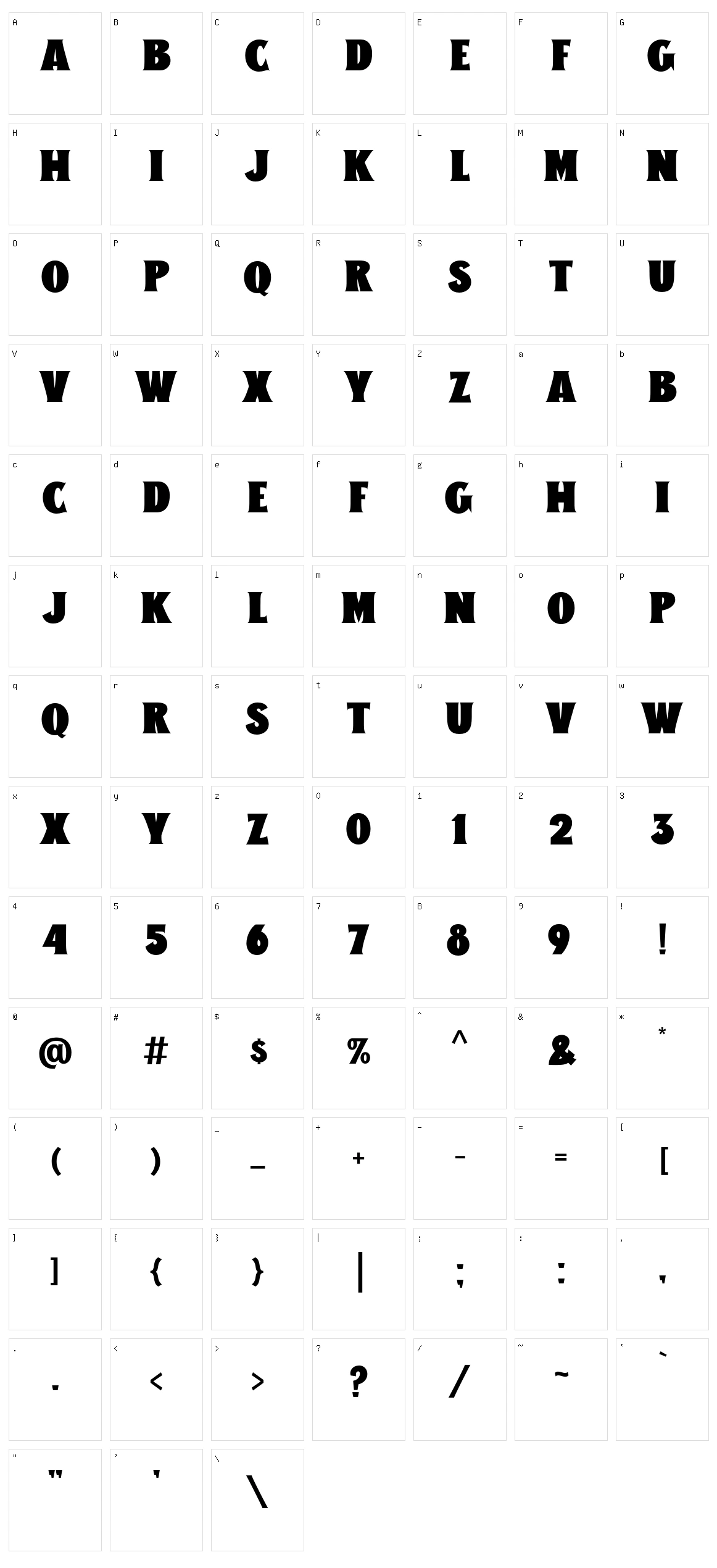 The Moon Milter Character Set