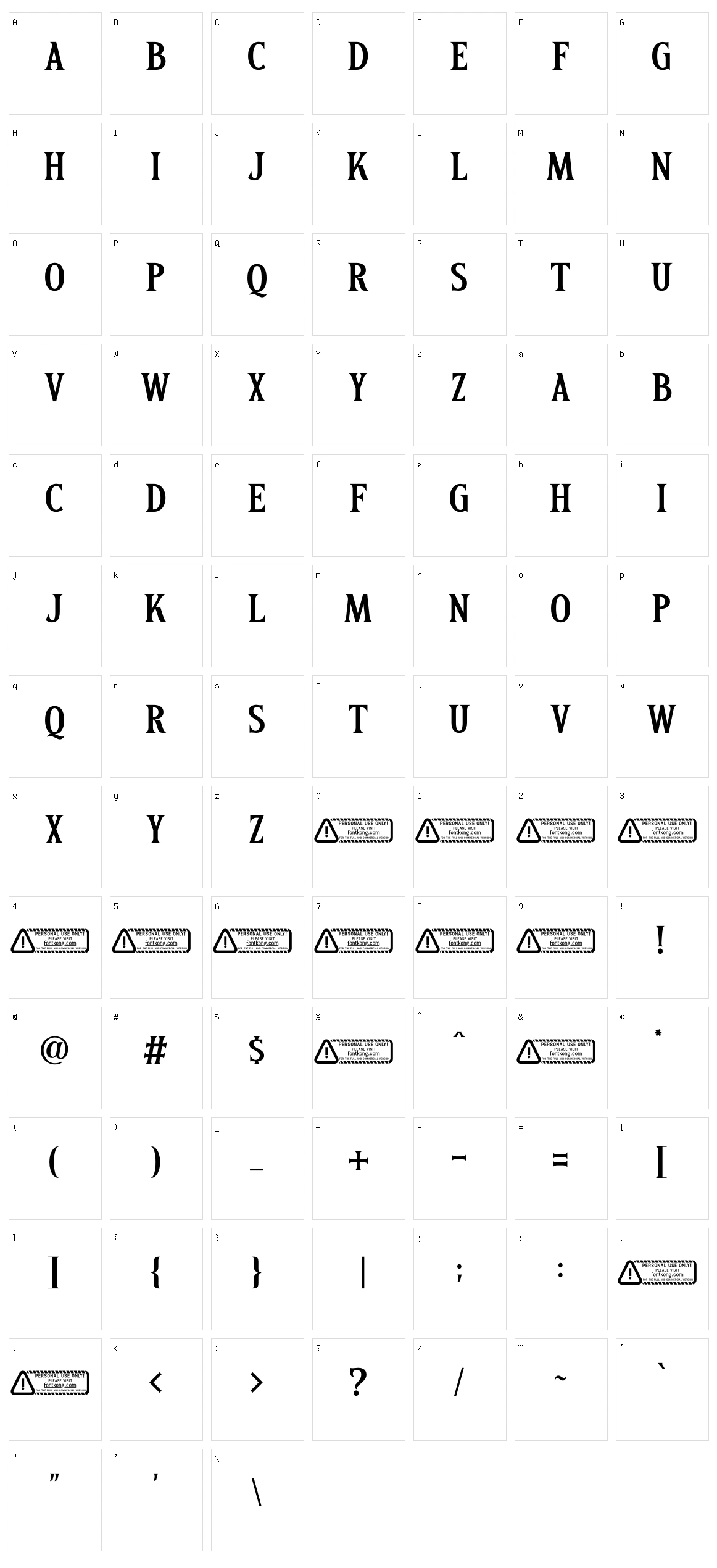 Thornest Character Set