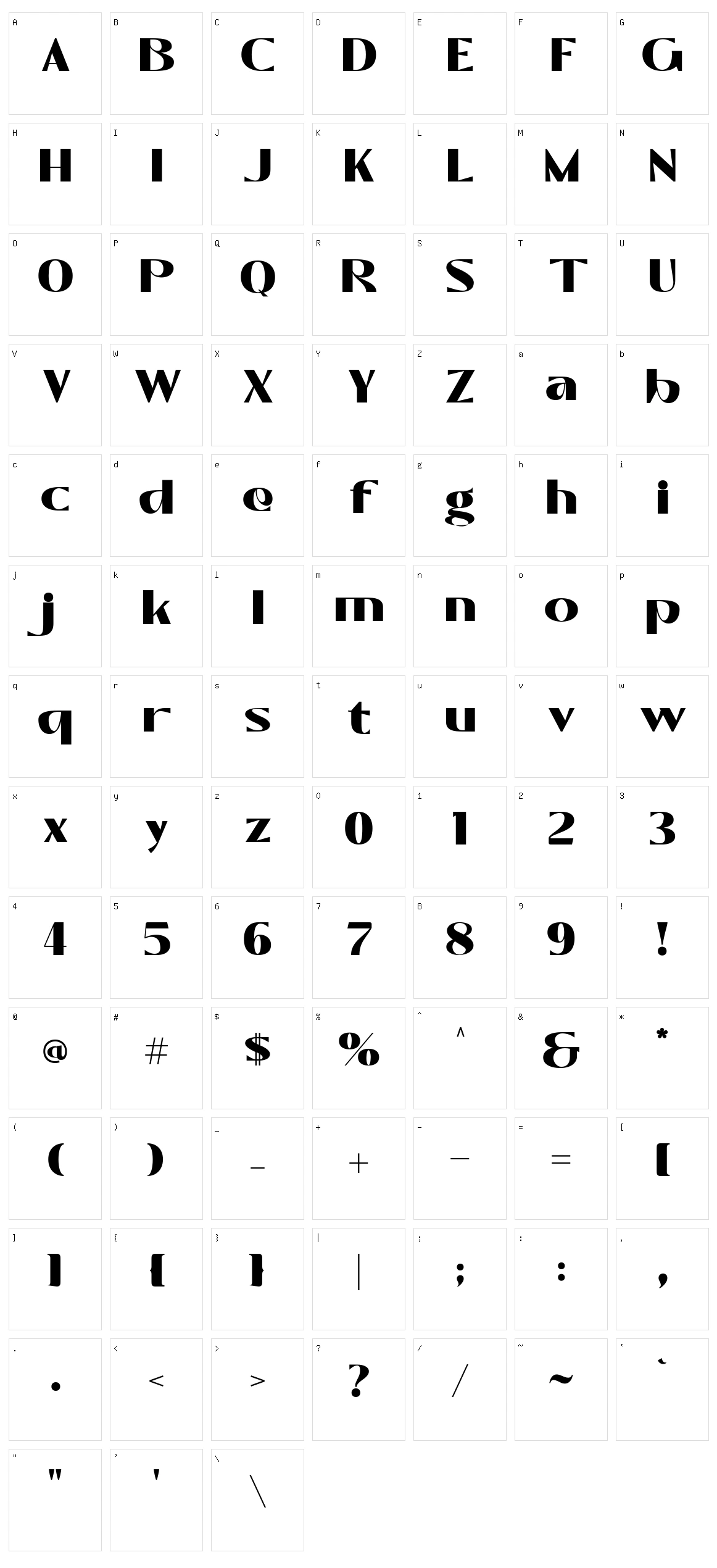 Trigly Character Set