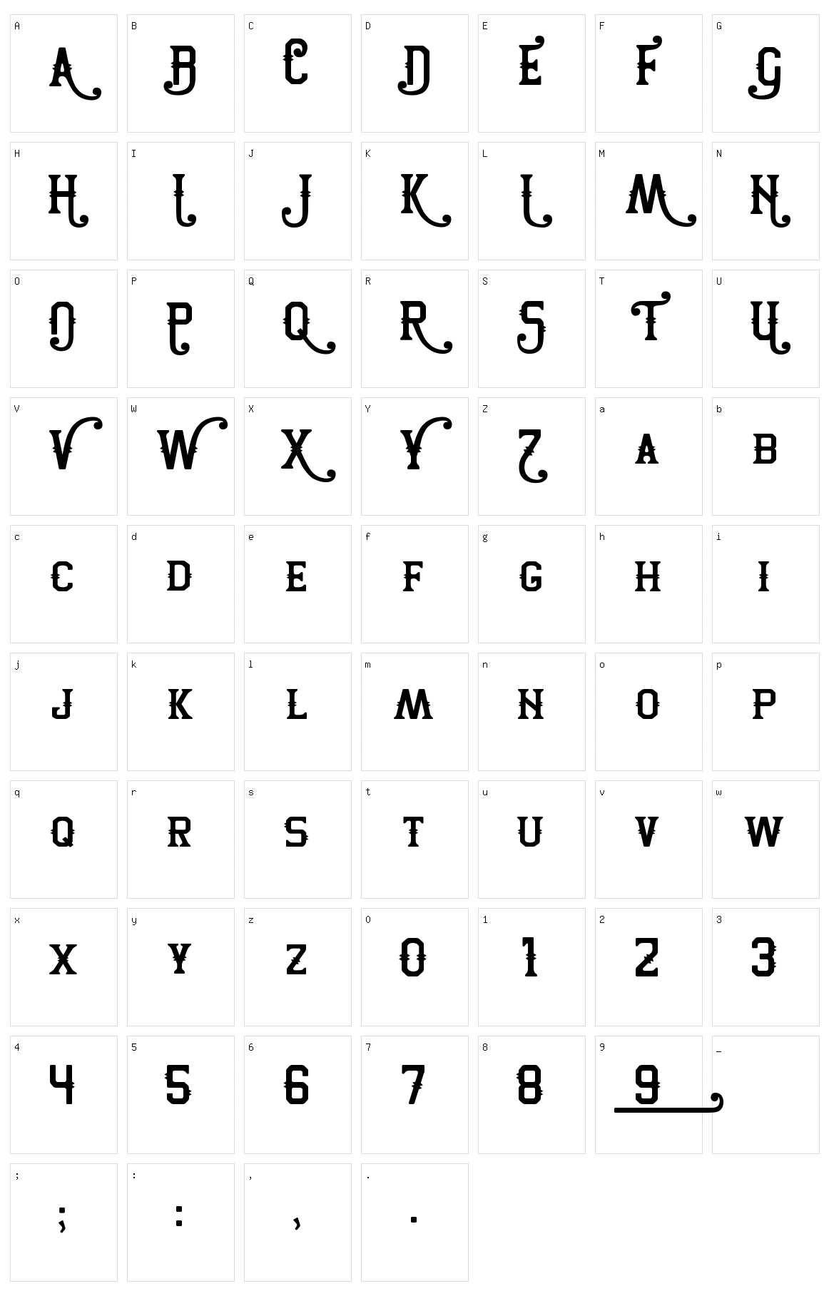 Two Peaks Character Set