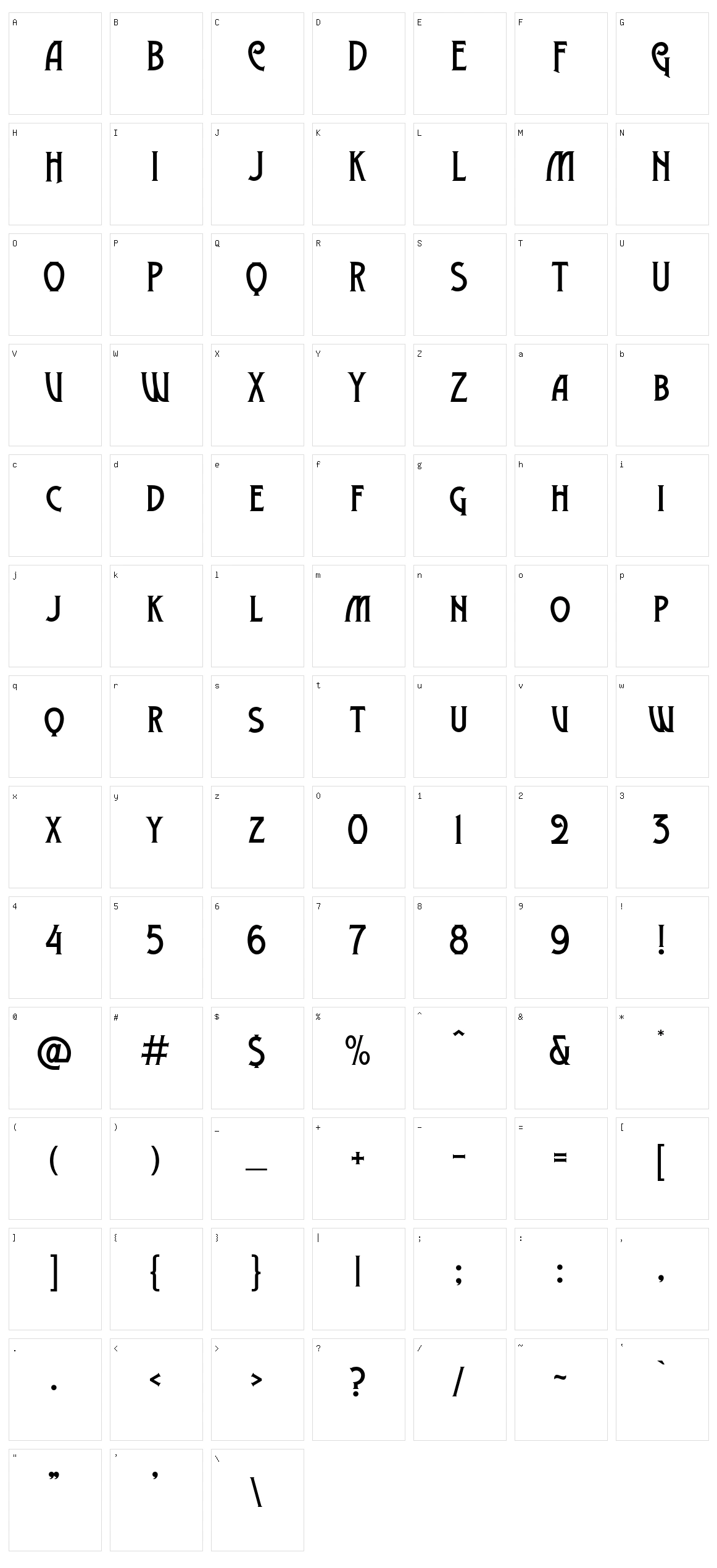 Vallely Character Set