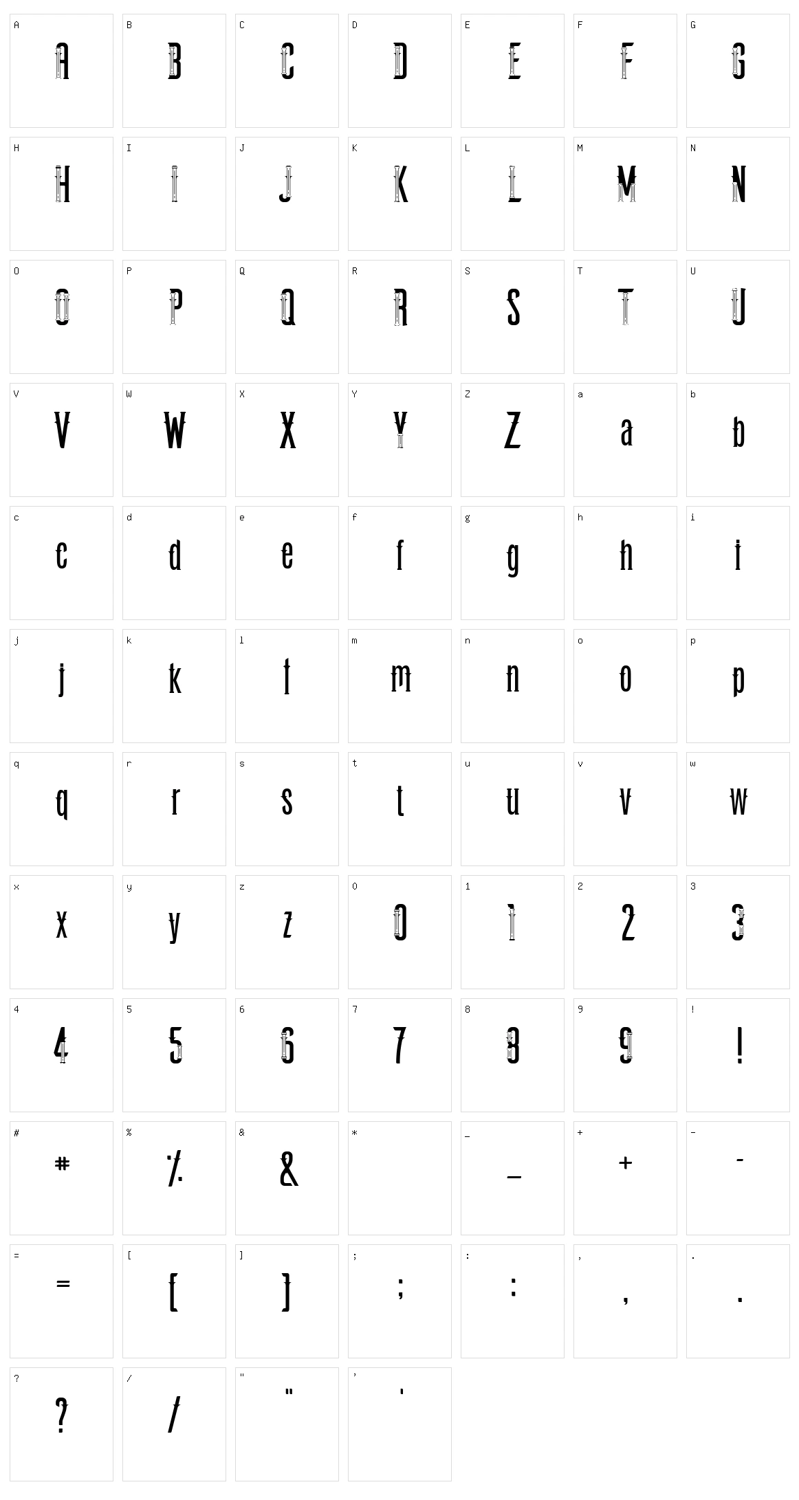 Vastenburg Typeface Character Set