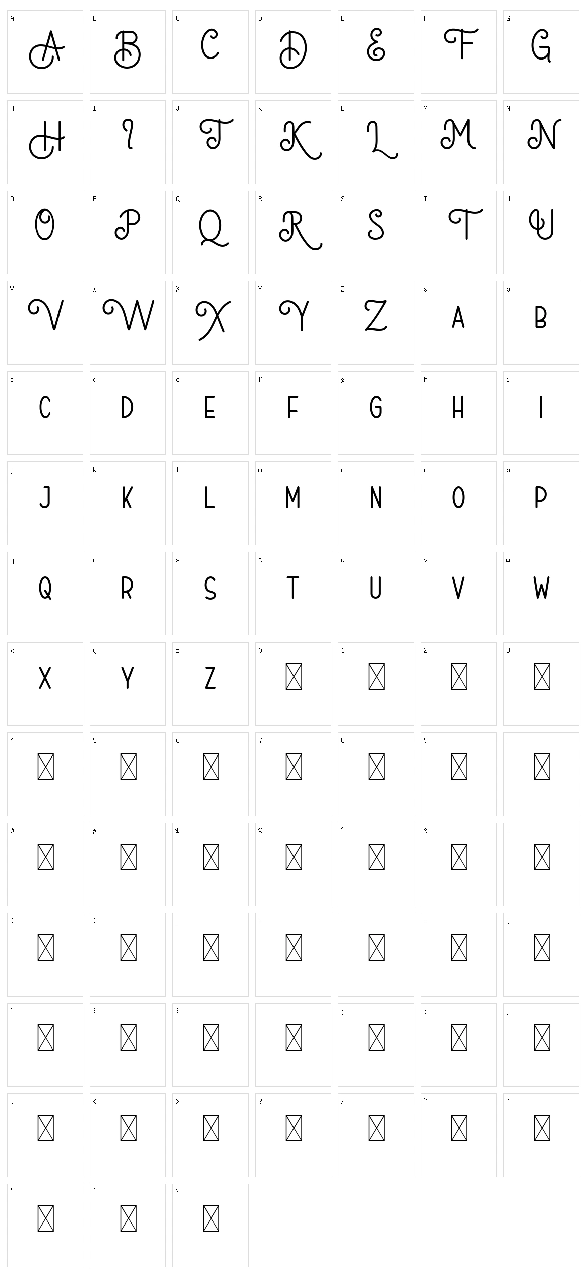 Velatus Character Set