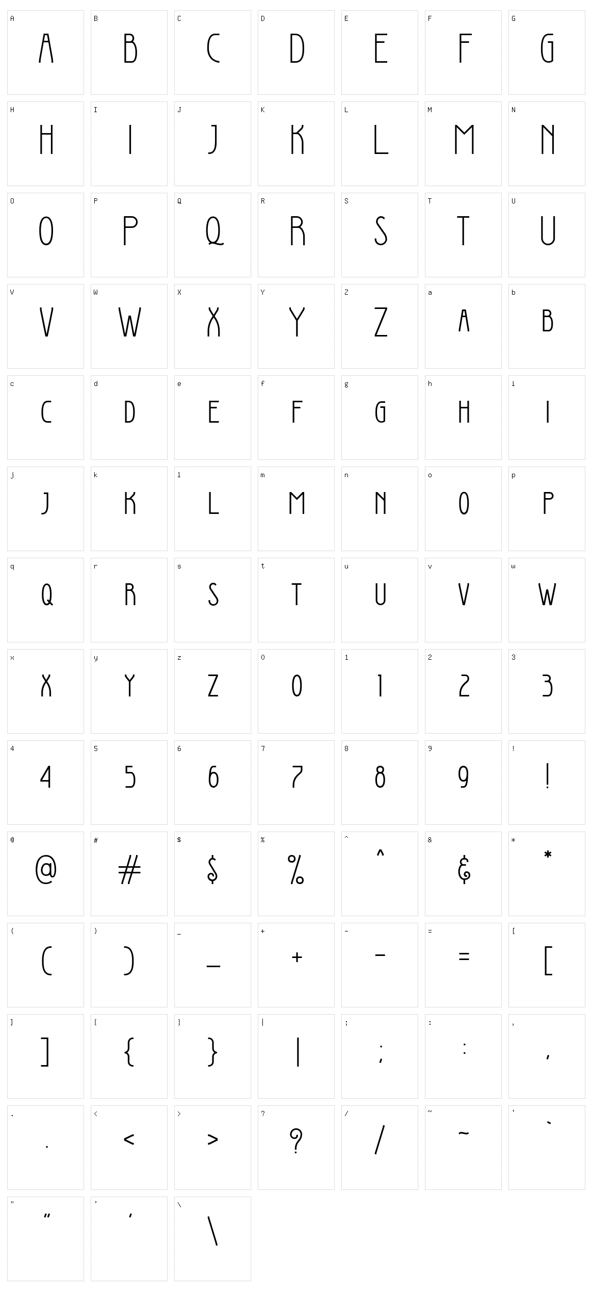 Verola Lux Character Set