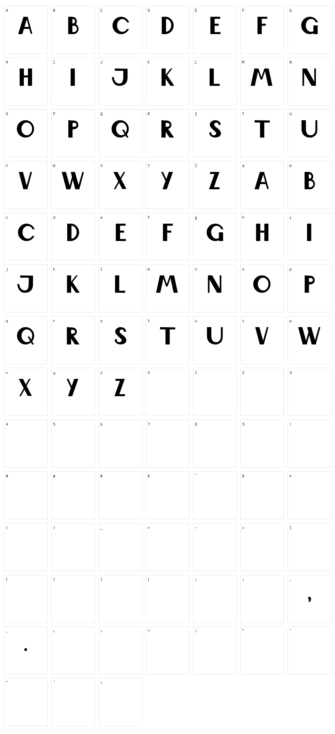 Wabene Character Set
