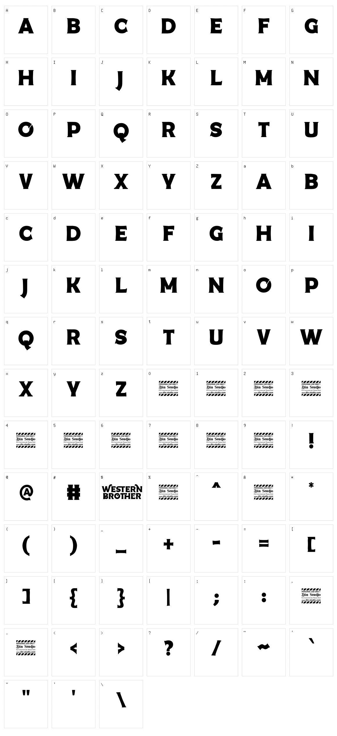 Western Brother Character Set