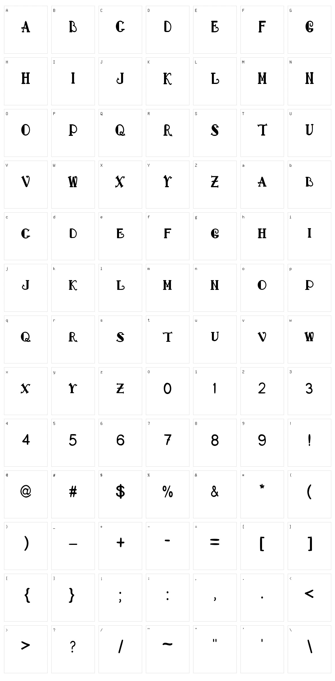 Whallmark Serif Character Set