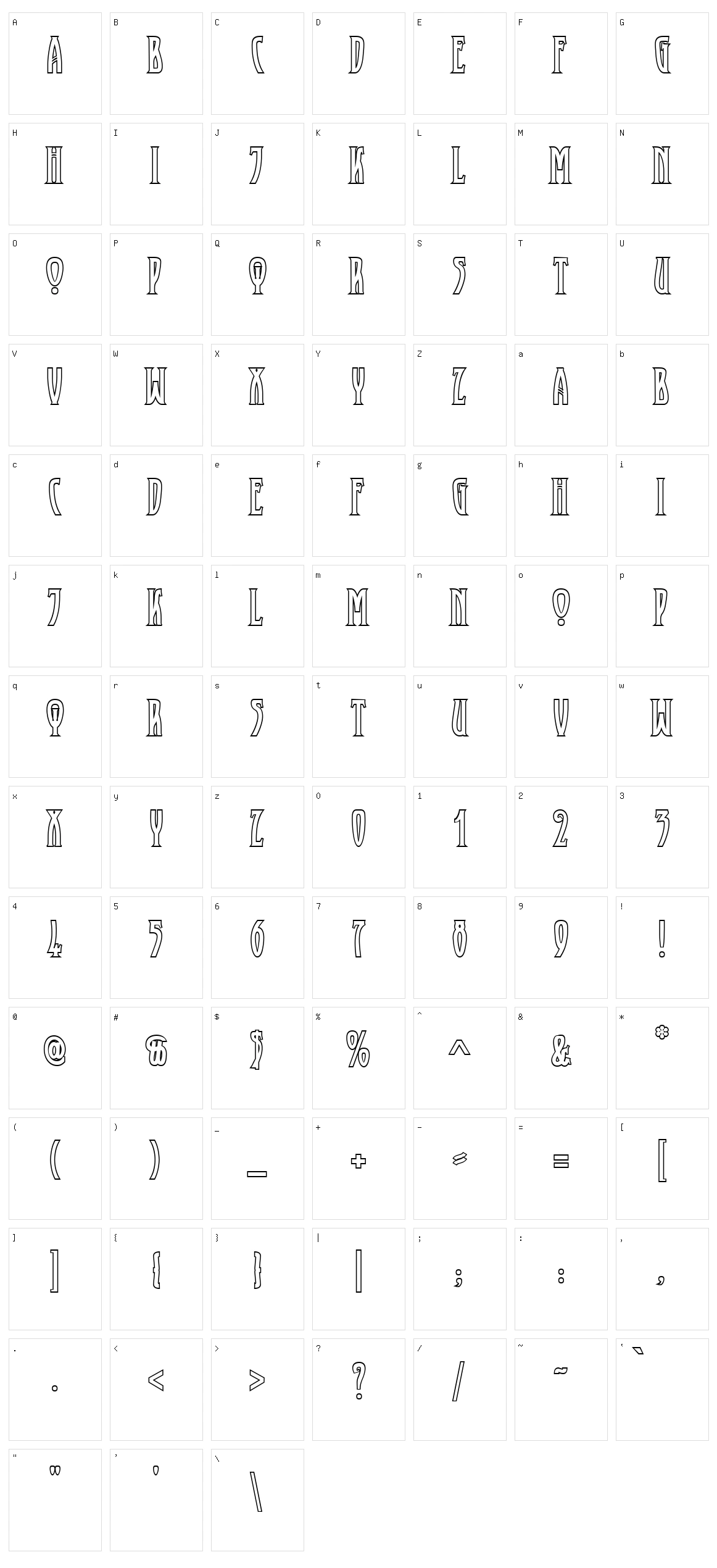 Xayax Character Set