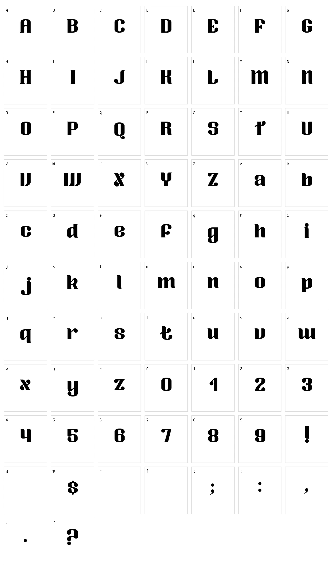 Zoika Character Set