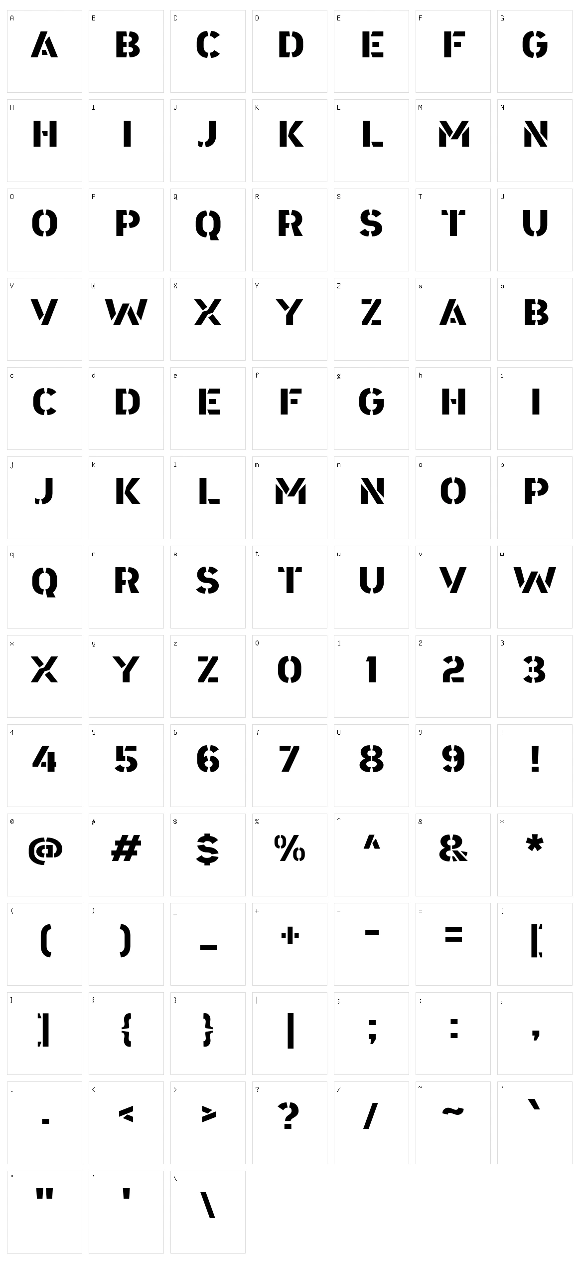 A Area Stencil Character Set