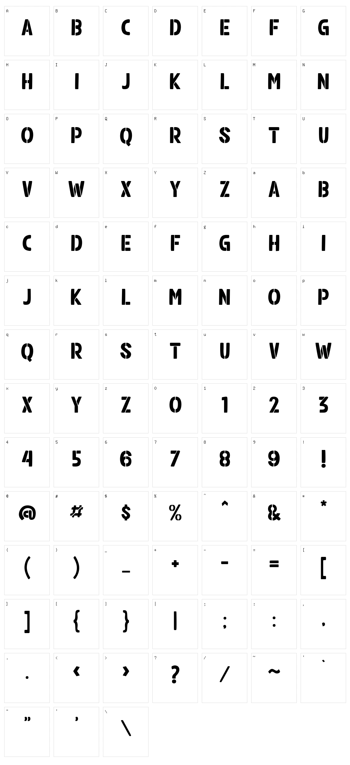 Alberto Stencil Character Set