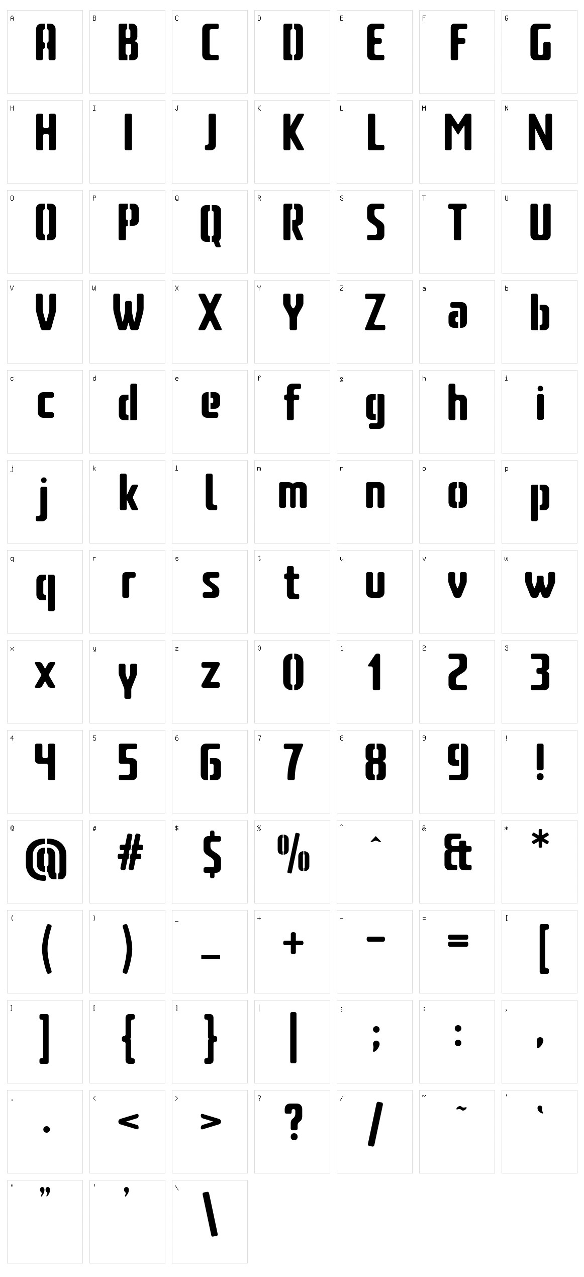 Amusette High Stencil Character Set