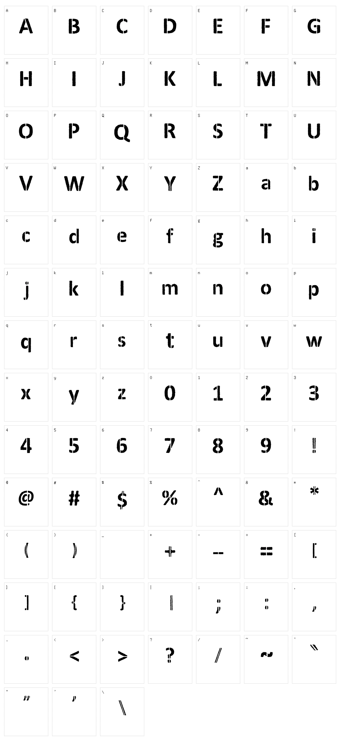 Anderson Character Set
