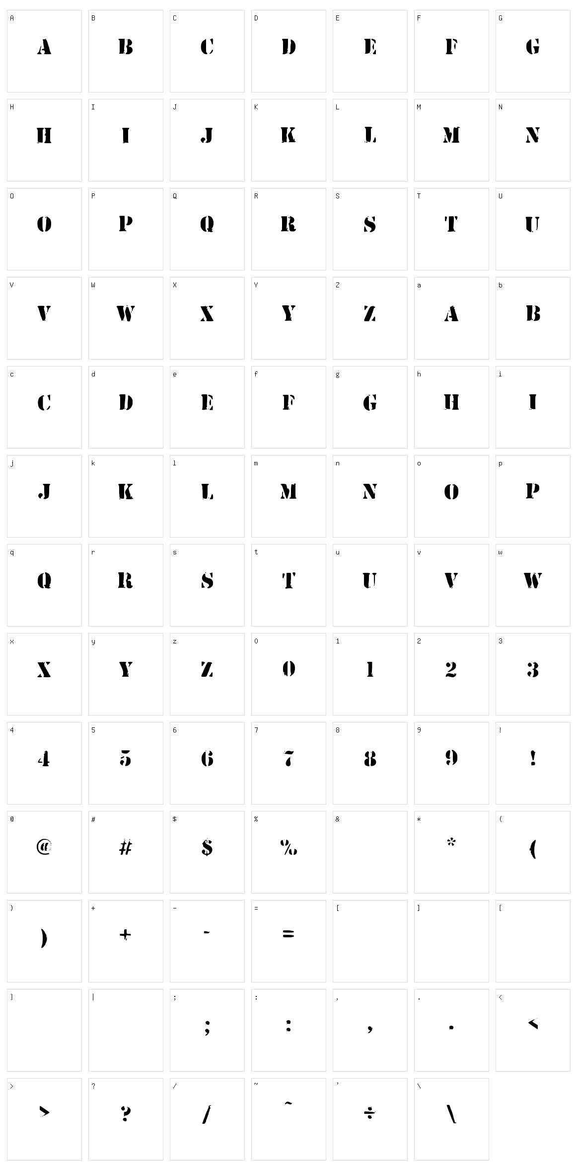 Army Stamp Character Set