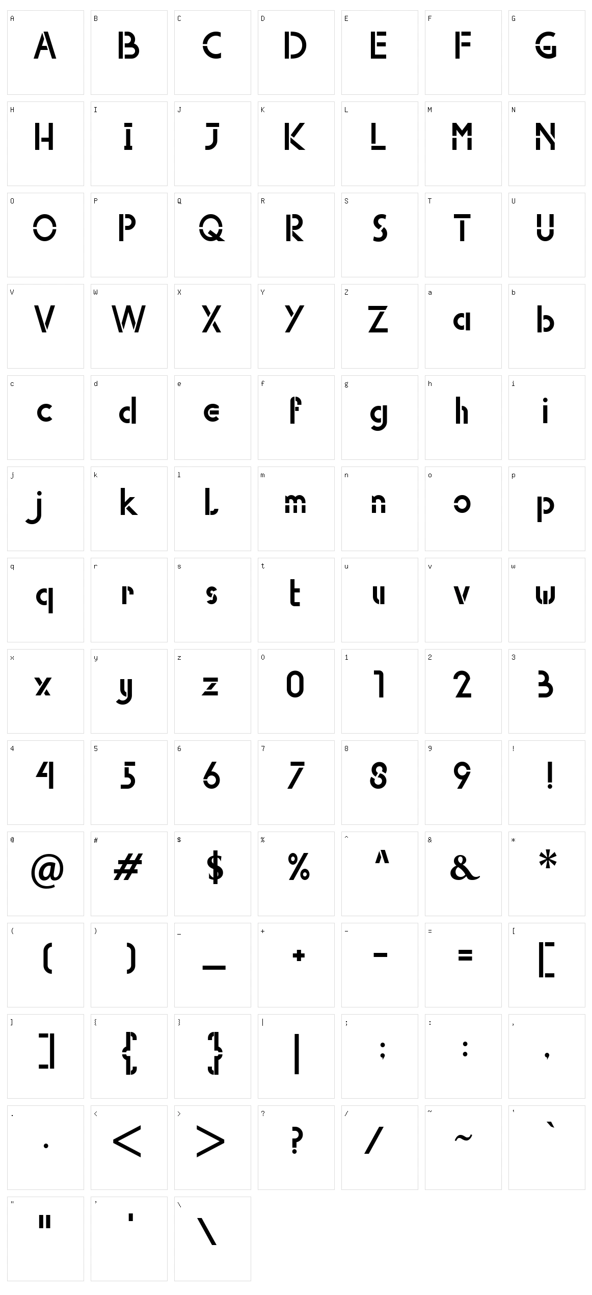 Avrojaks Character Set