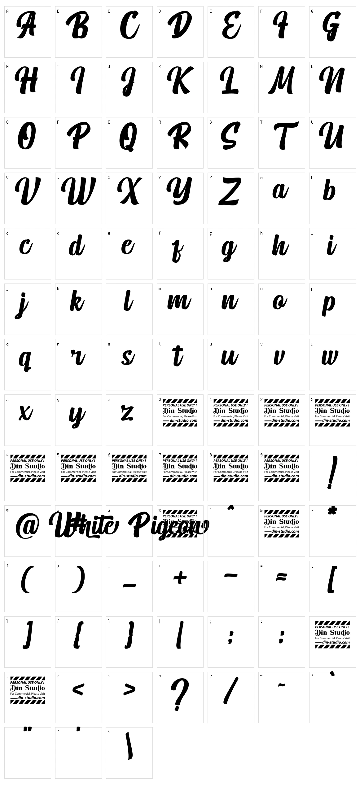White Pigeon Character Set