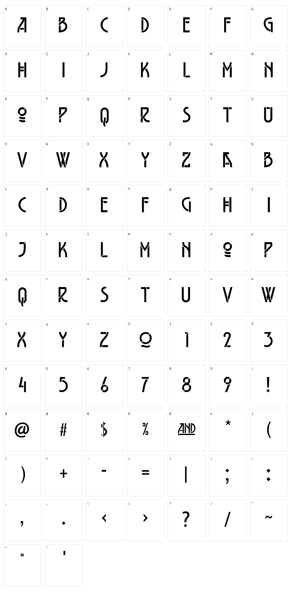 Belladona Stencil Character Set