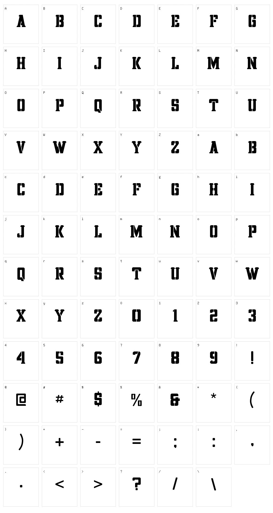 Beringas Character Set