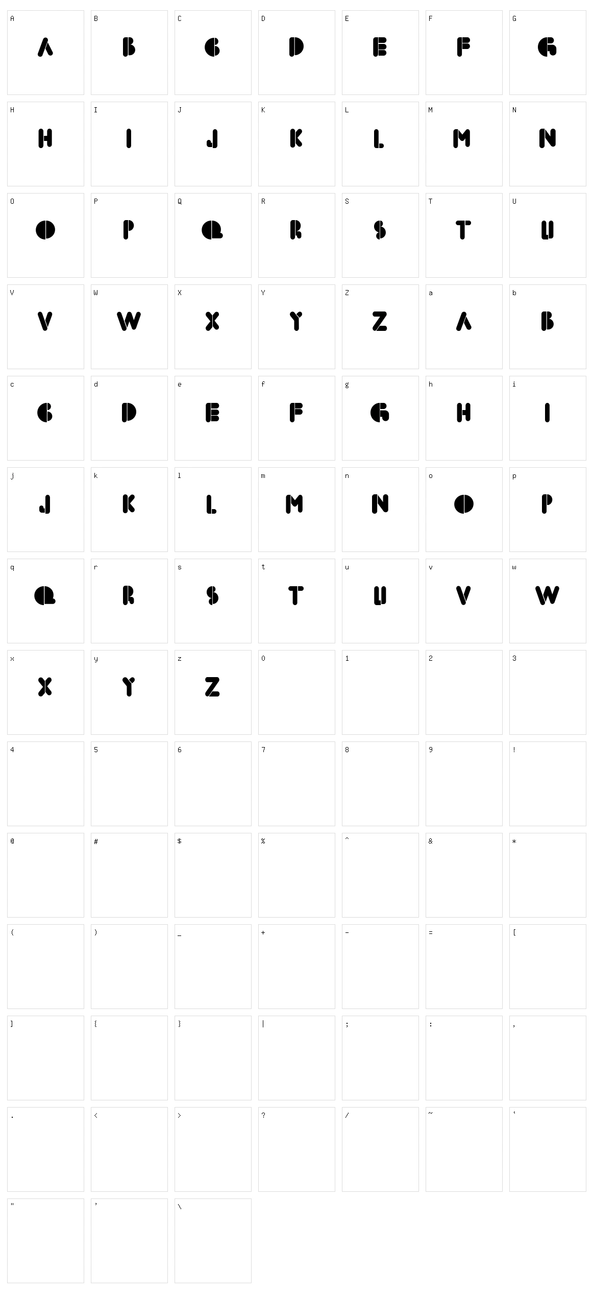 BoldFace Stencil Character Set