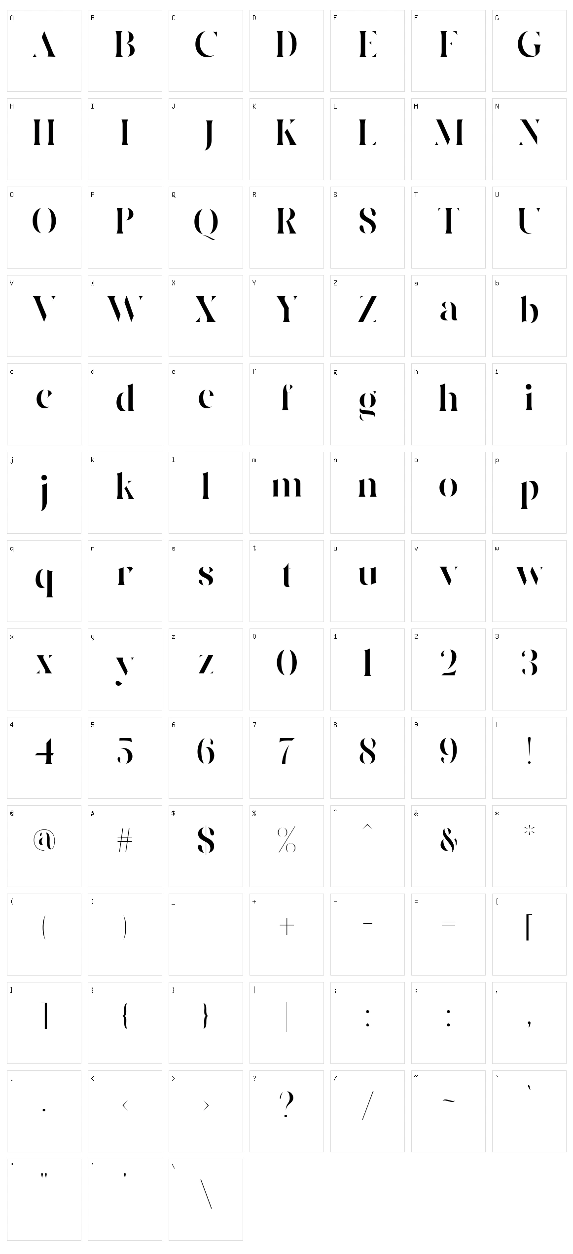 Brado Character Set