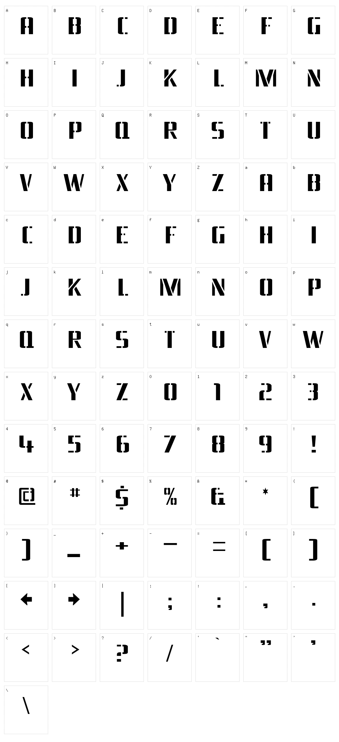 Braeside Character Set