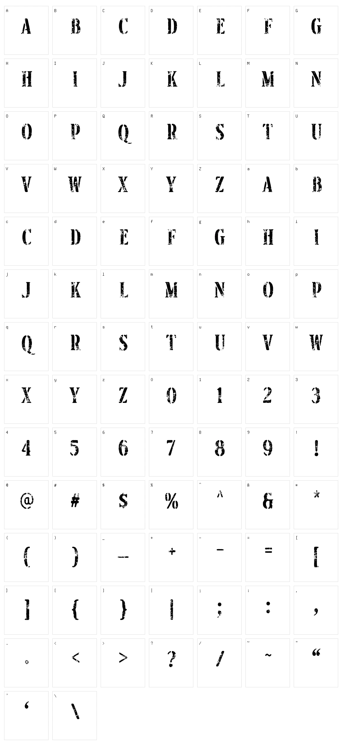 Brocades Serif Character Set