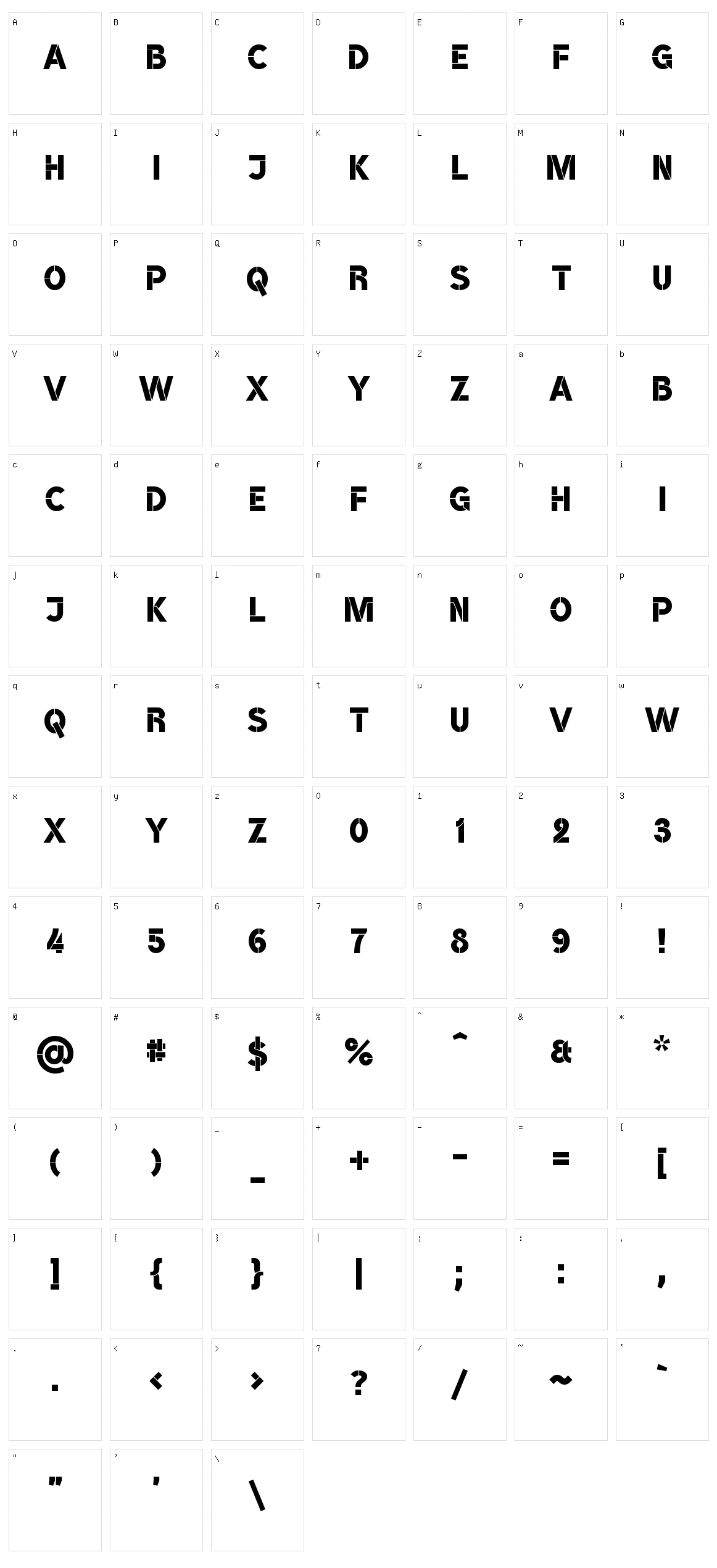 BroshK Character Set