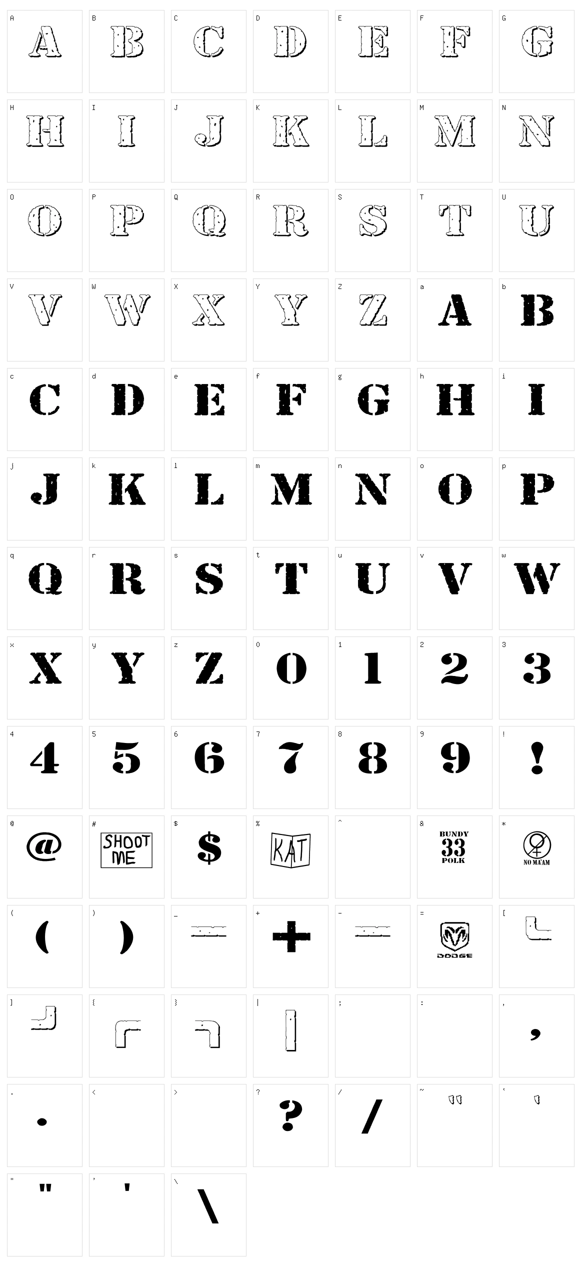 Bundy Yellow Character Set