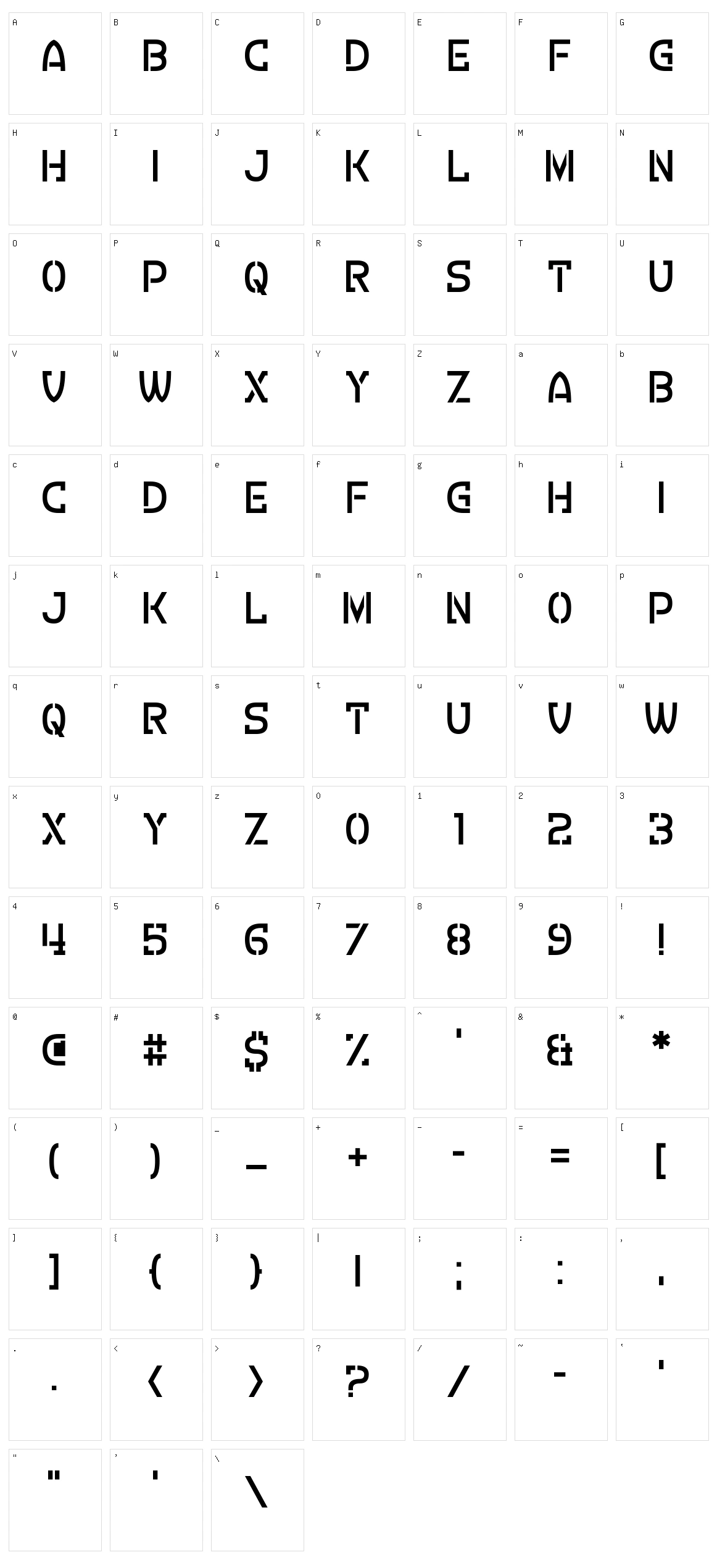 Crevice Stencil Character Set