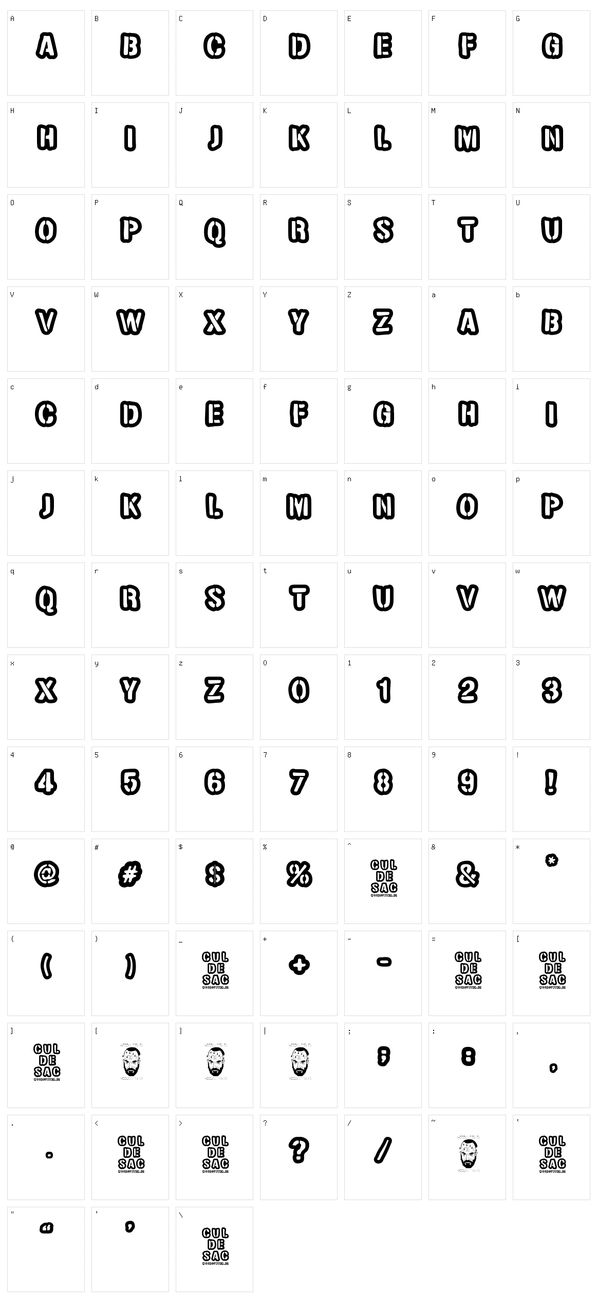 Cul de sac Character Set