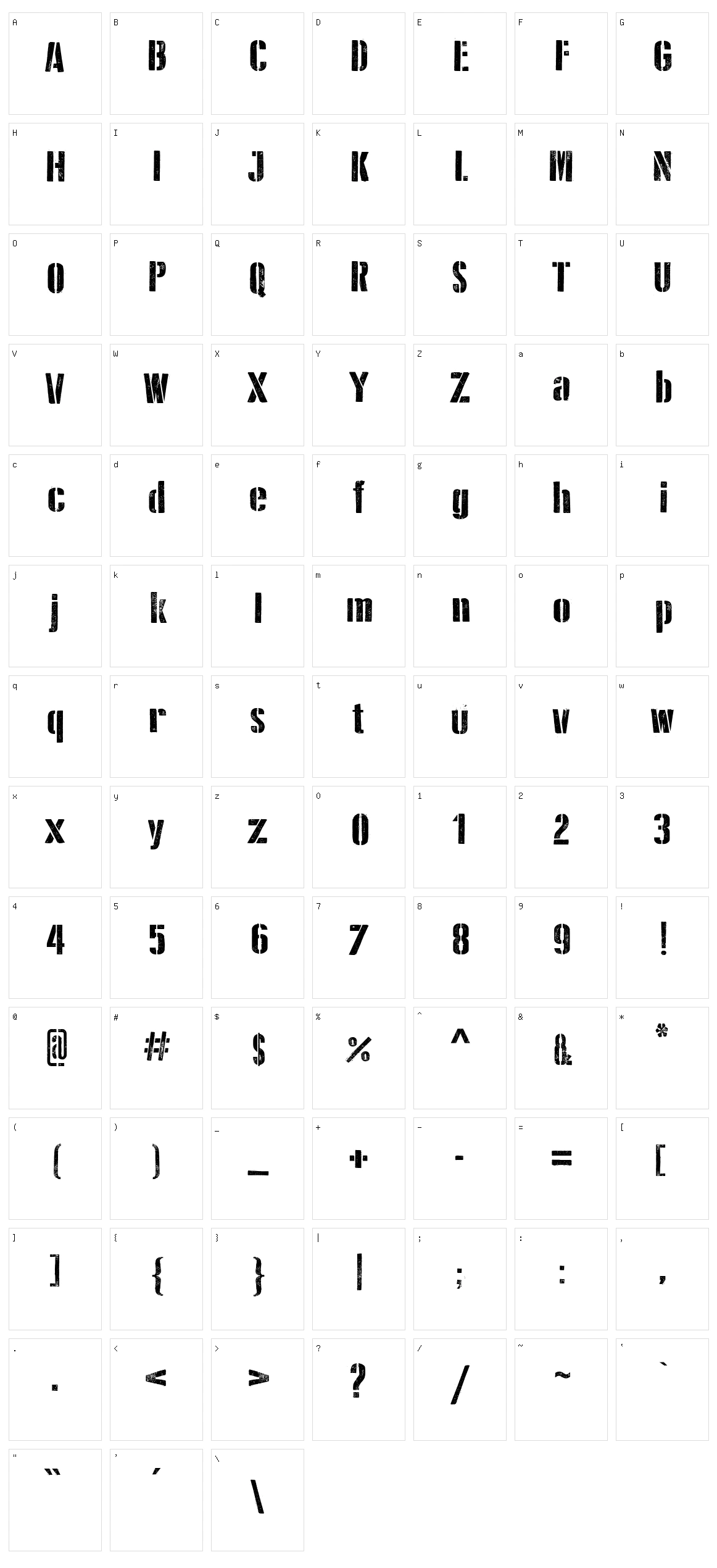 D Day Stencil Character Set