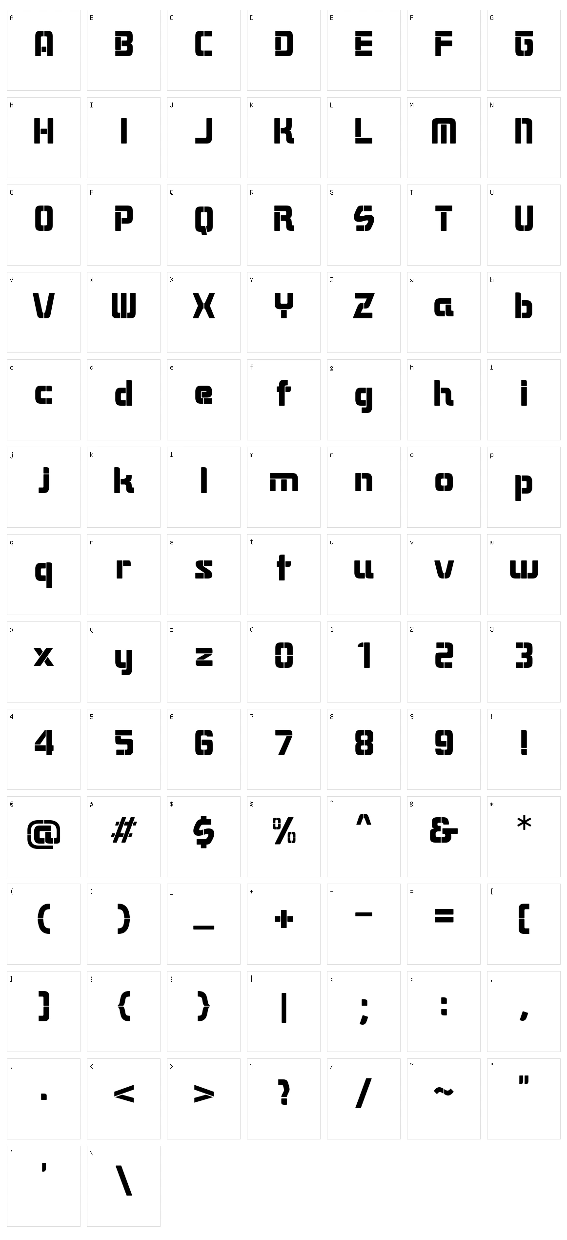 Dhaster Character Set