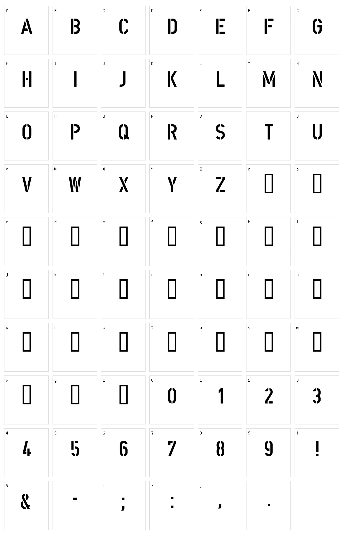 DIN Schablonierschrift Character Set