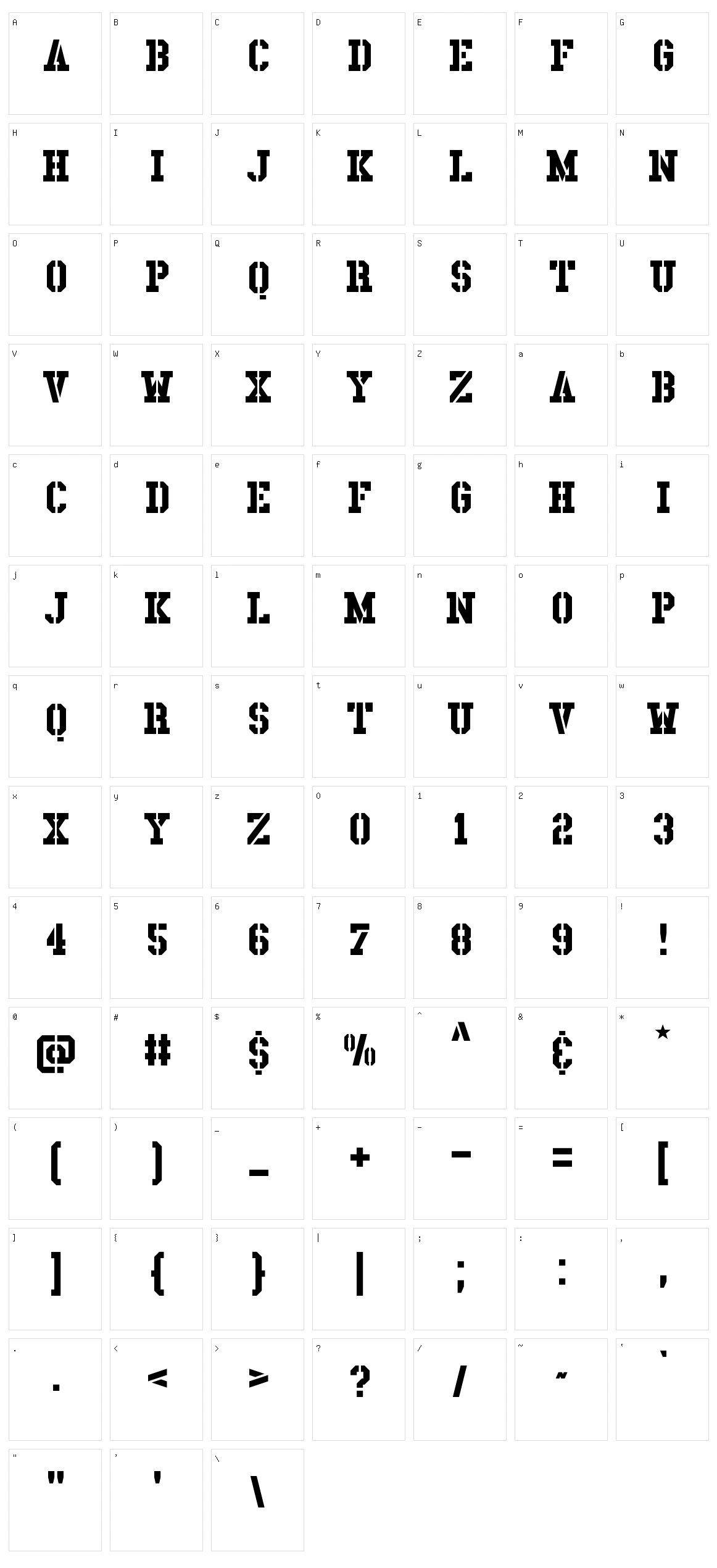 Dirnaith Character Set