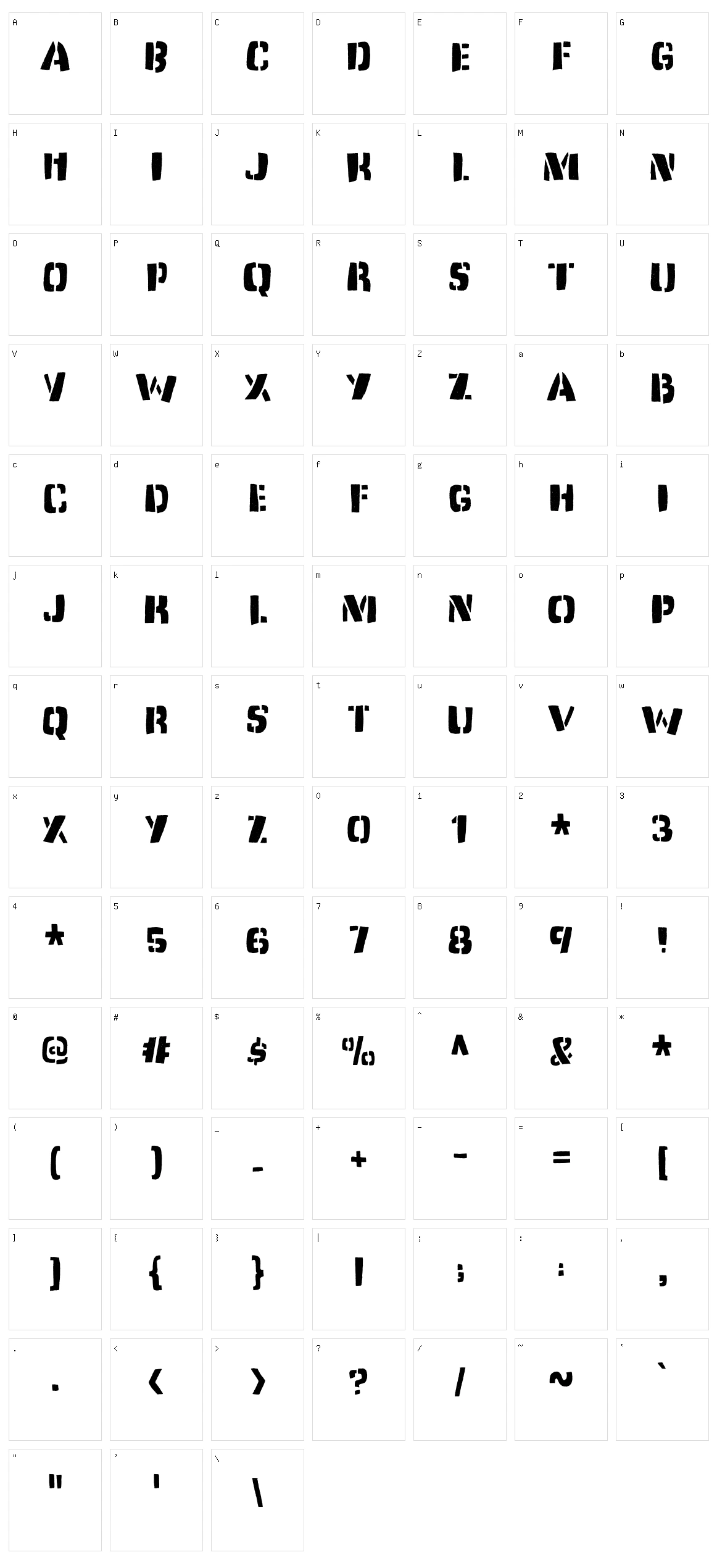 Dirty Jab Character Set