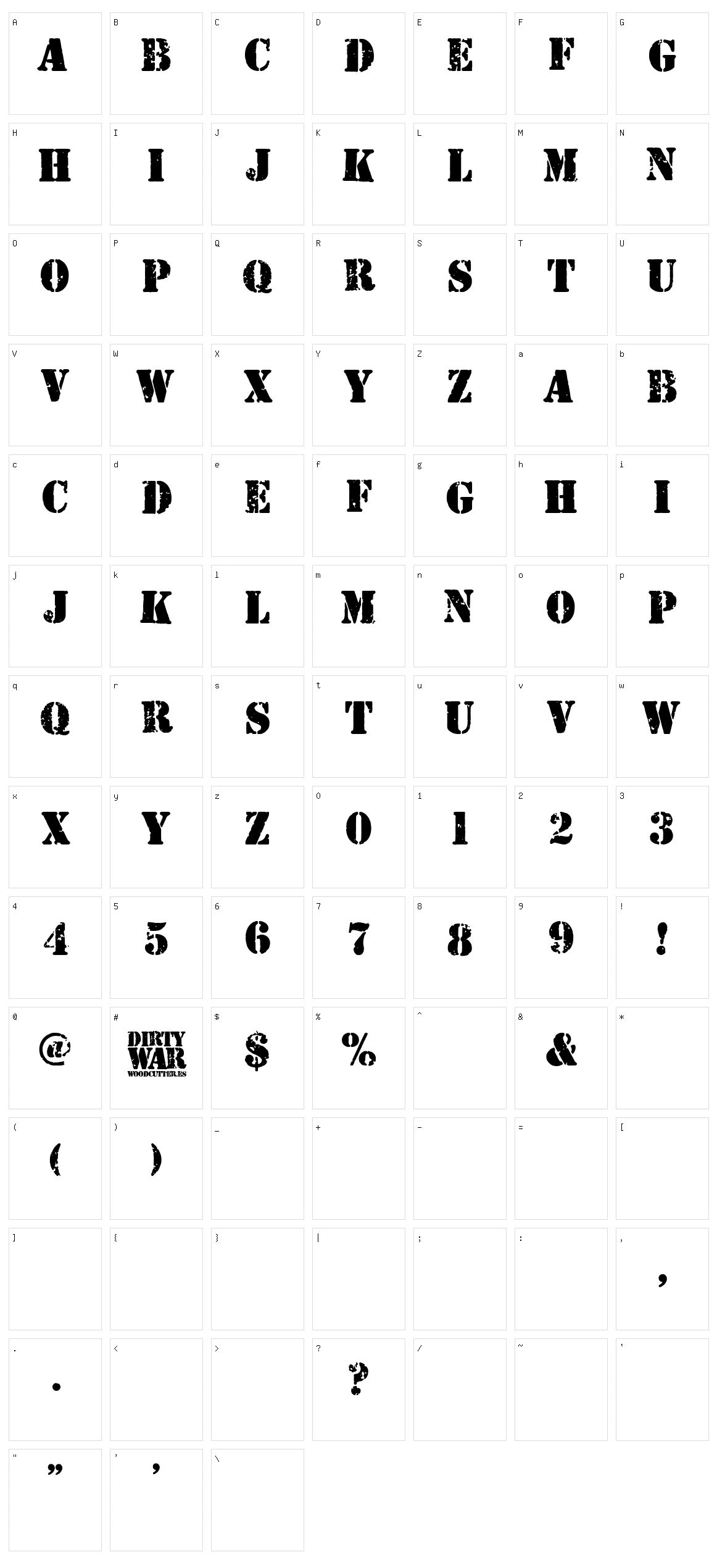 Dirty War Character Set