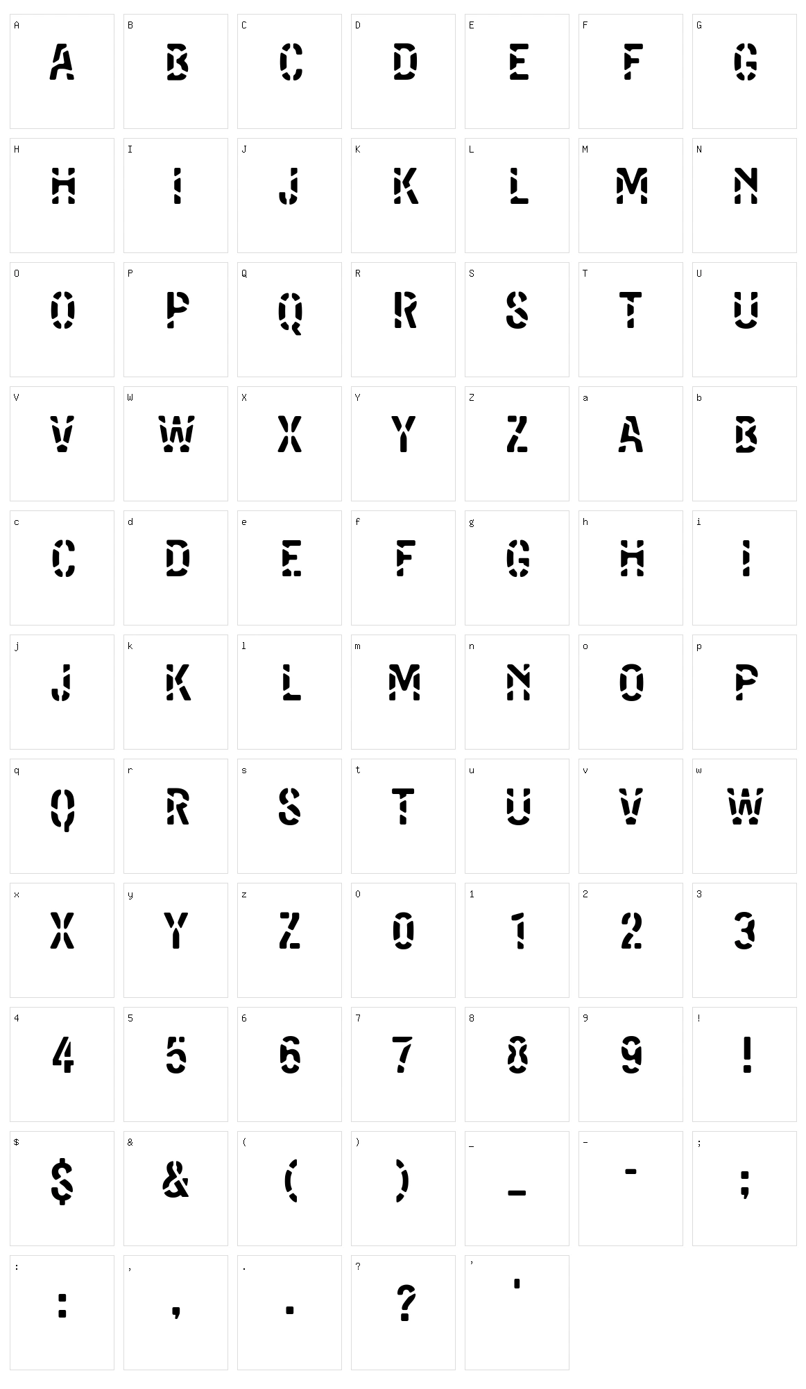 Entulho Stencil Character Set