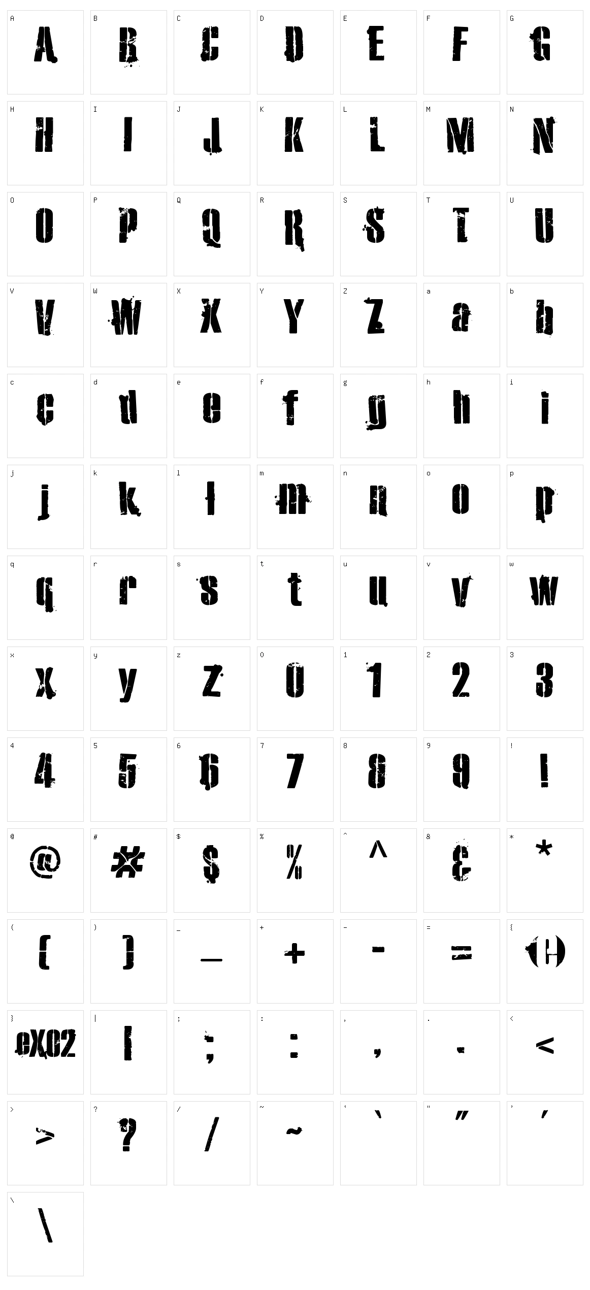 eXO2 Stencil Character Set