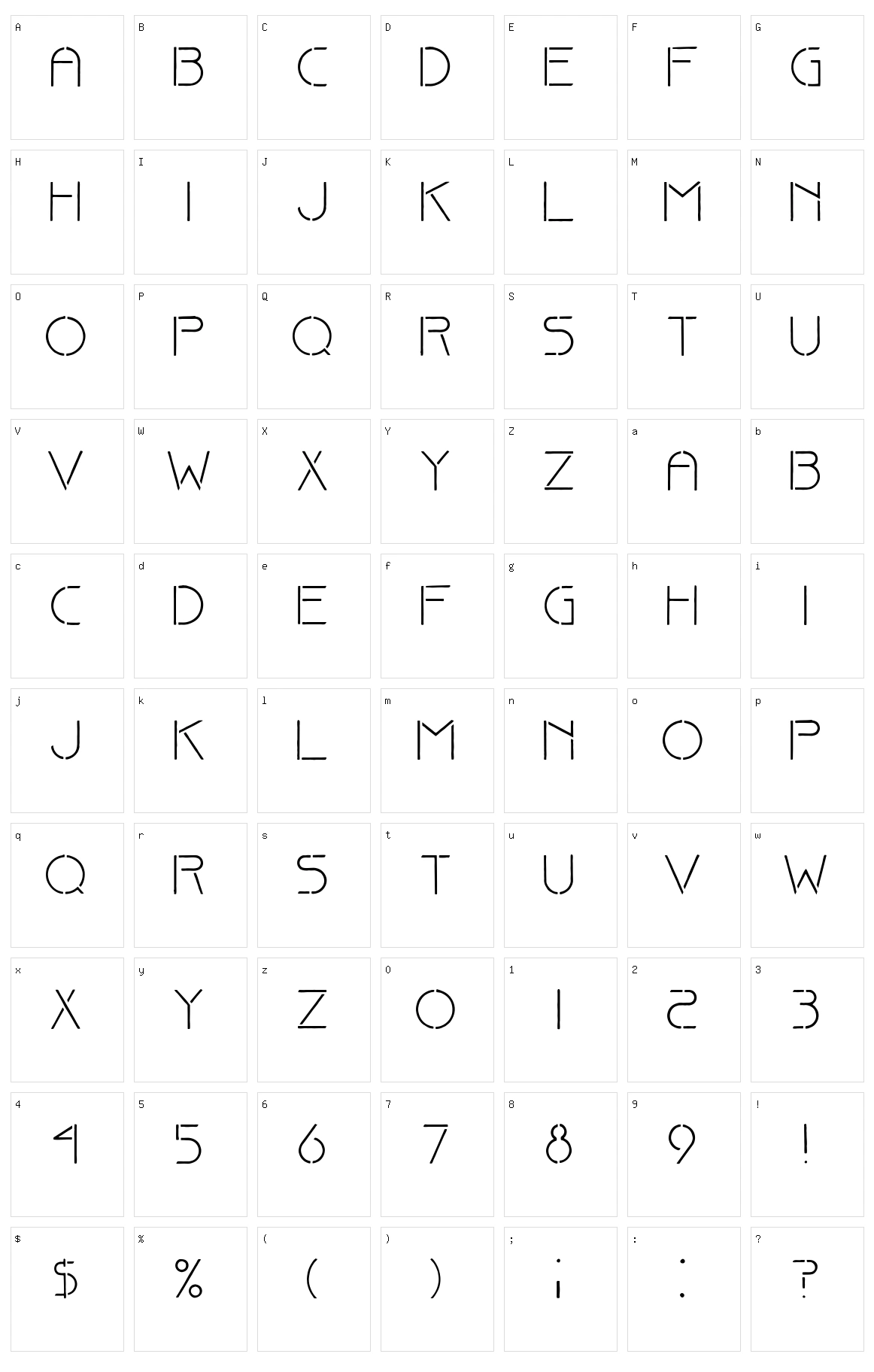 Fine Stencil Character Set