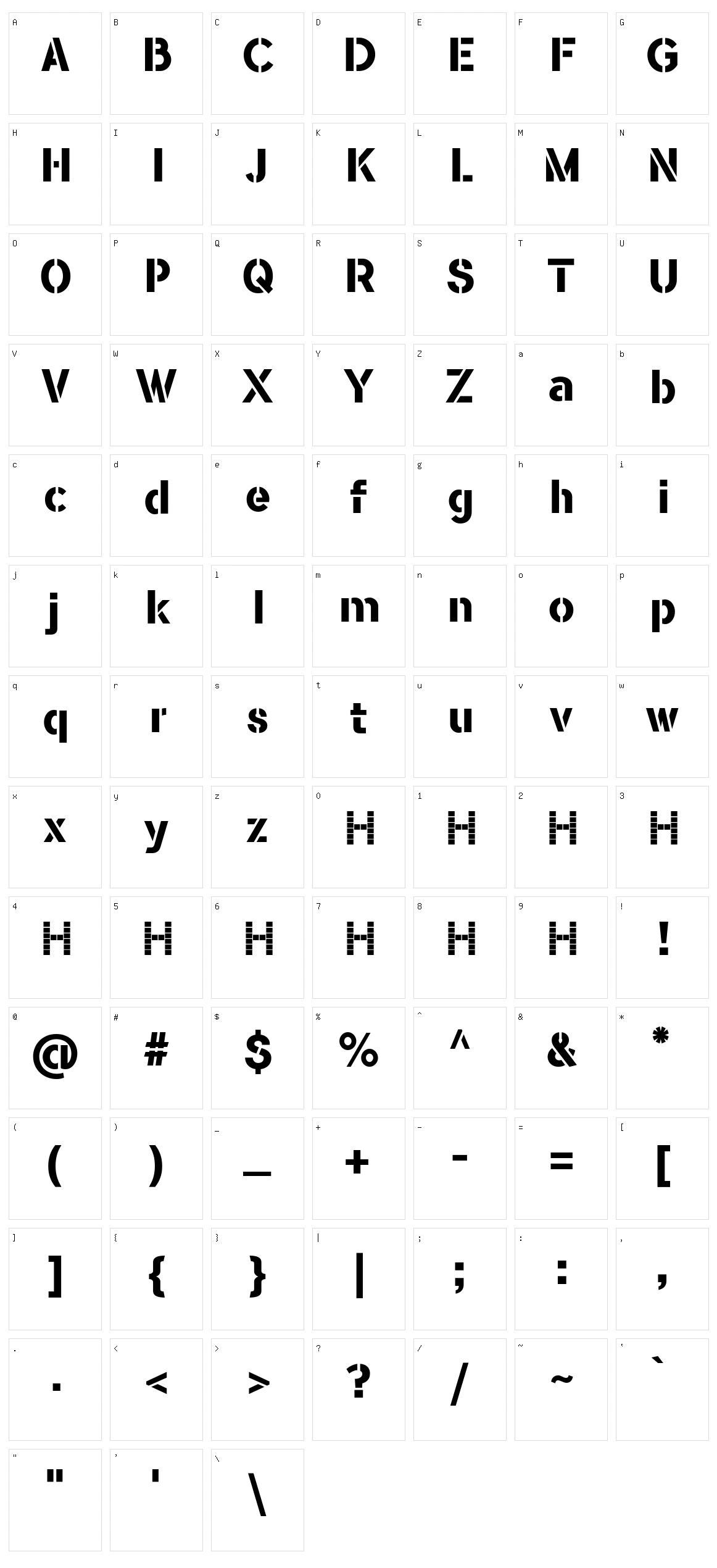 Flamante Stencil Character Set