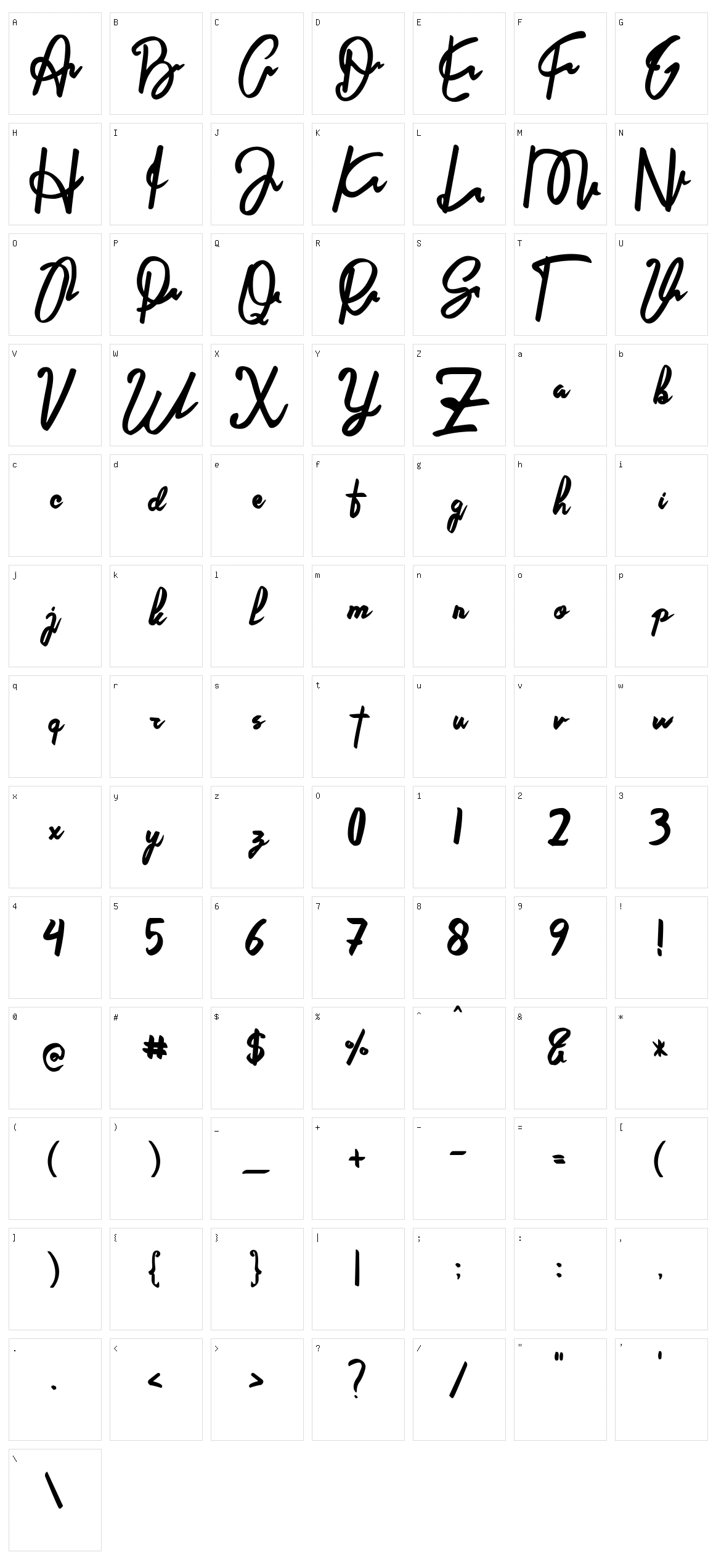 Ortsal Character Set