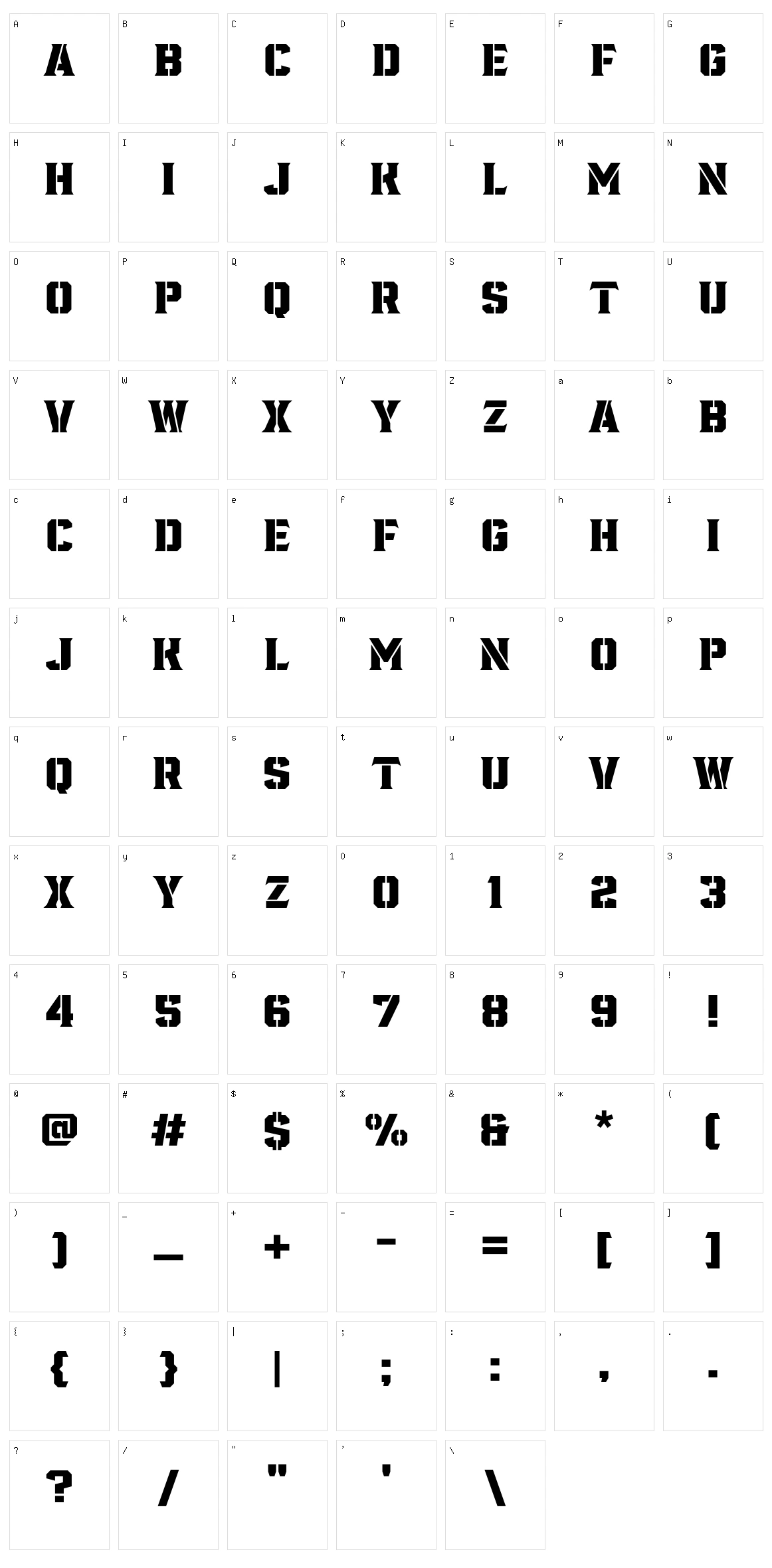 Fortuner Character Set