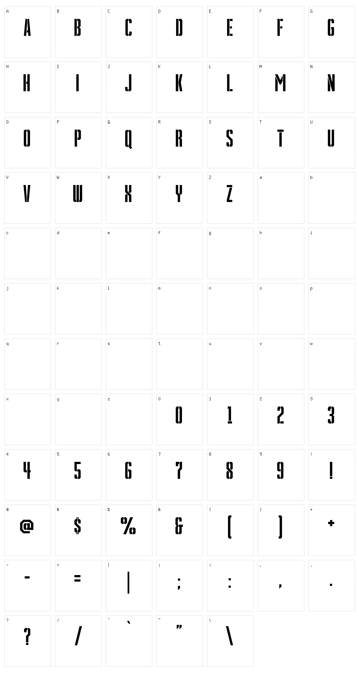 Grenade Stencil Character Set