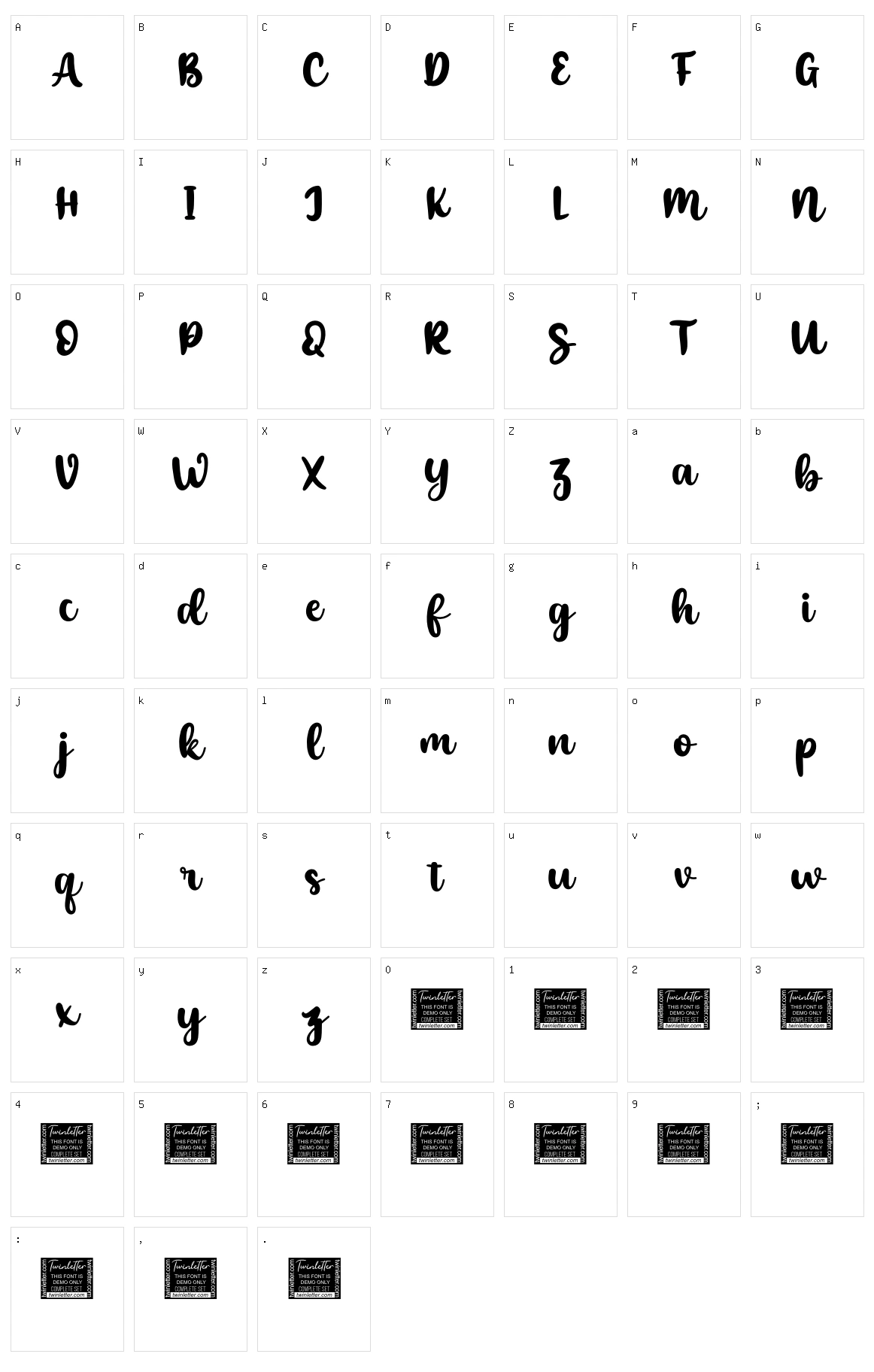 Shyness Character Set